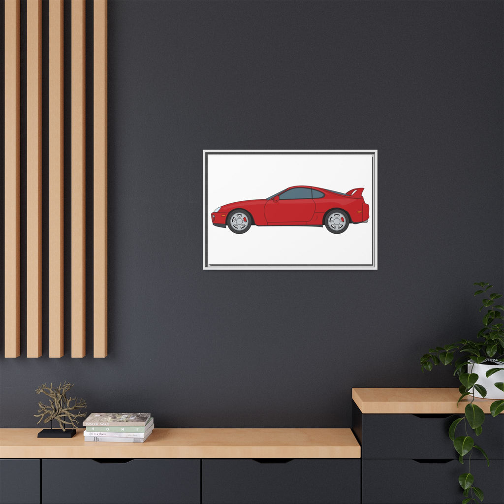Toyota Supra MK4 Super Red ll Art Print — Framed Matte Canvas Wall Decor