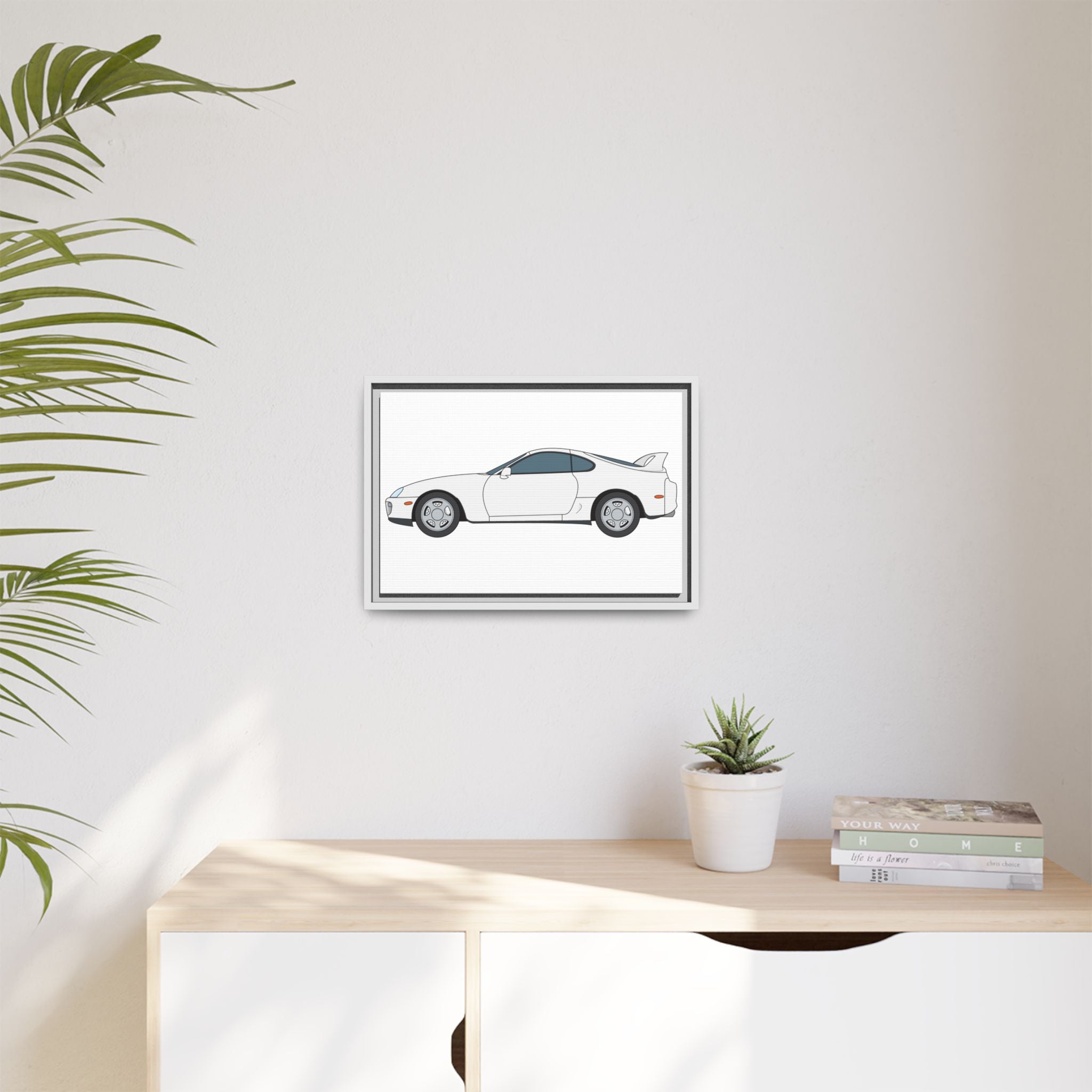 Toyota Supra MK4 Super White ll Art Print — Framed Matte Canvas Wall Decor