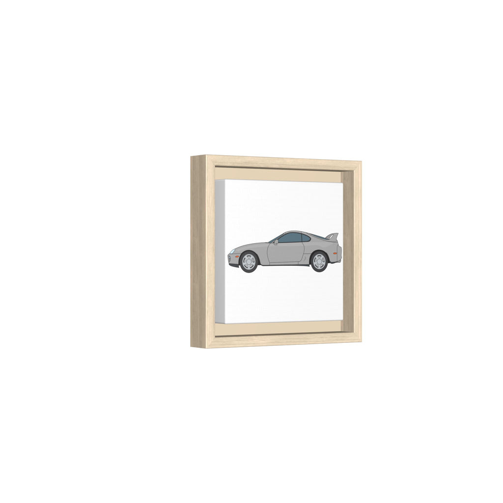 Toyota Supra MK4 Silver Metallic Art Print — Framed Matte Canvas Wall Decor