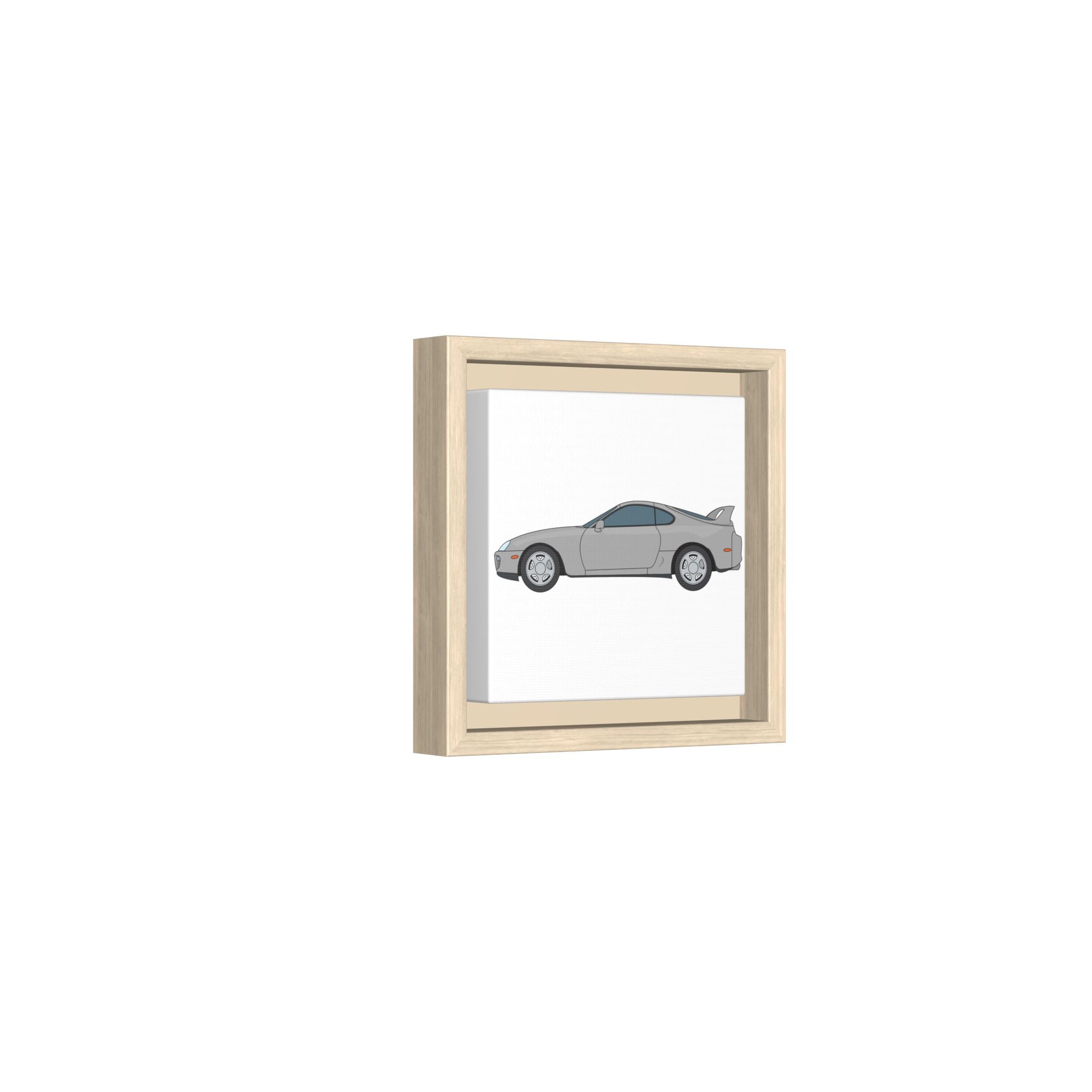 Toyota Supra MK4 Silver Metallic Art Print — Framed Matte Canvas Wall Decor