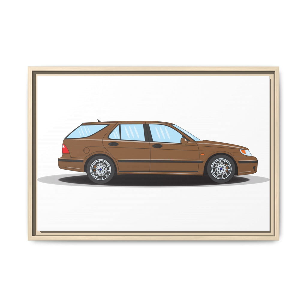 Saab 9-5 OG Aero Wagon Hazelnut Metallic Art Print — Framed Matte Canvas Wall Decor