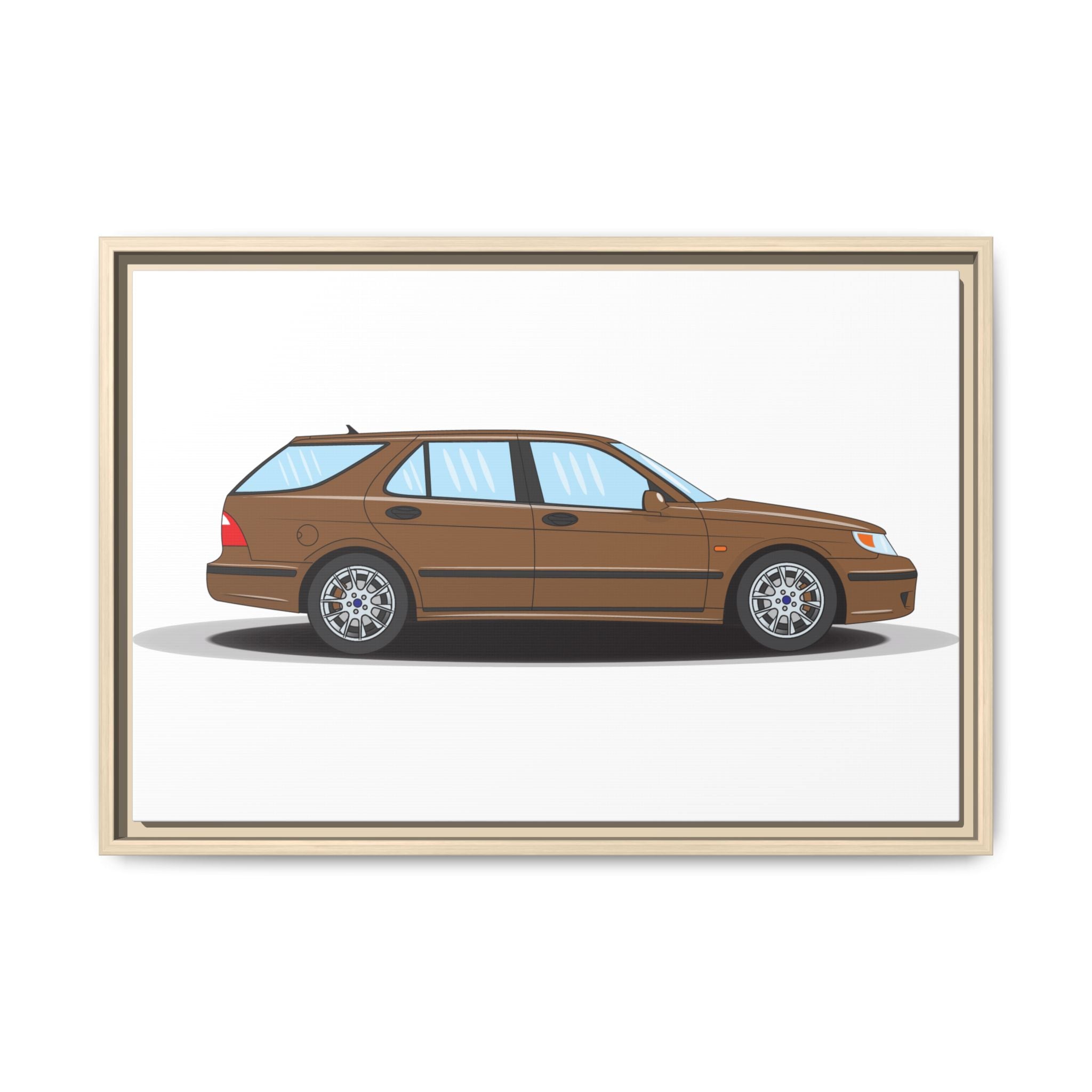 Saab 9-5 OG Aero Wagon Hazelnut Metallic Art Print — Framed Matte Canvas Wall Decor