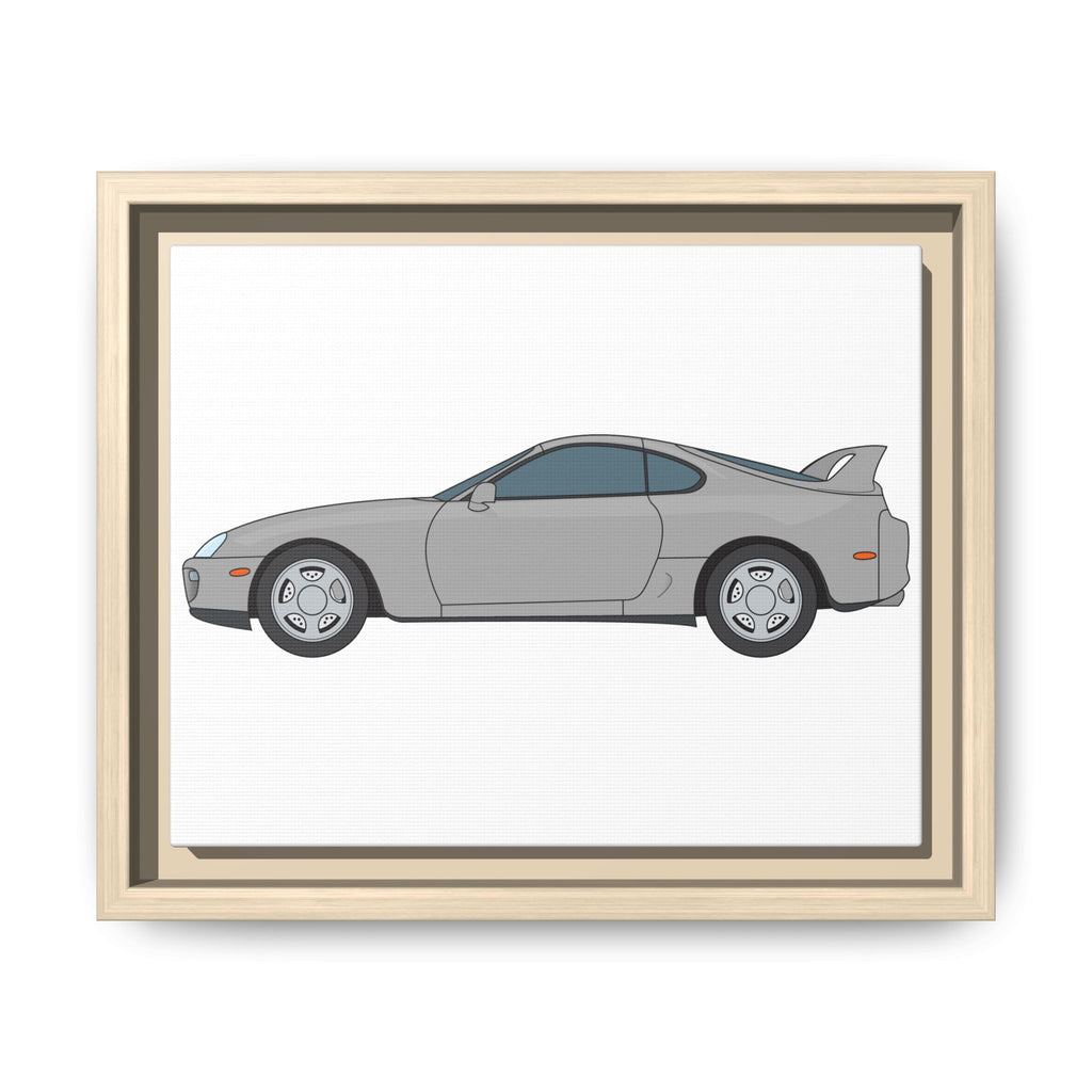 Toyota Supra MK4 Silver Metallic Art Print — Framed Matte Canvas Wall Decor