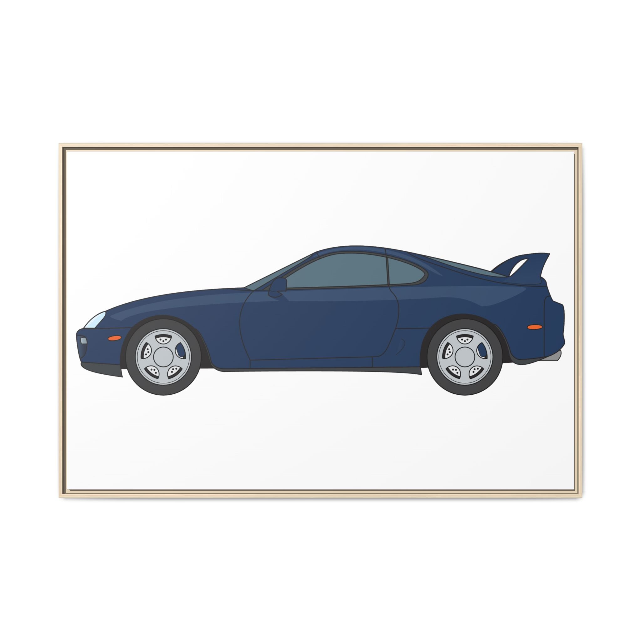 Toyota Supra MK4 Royal Sapphire Art Print — Framed Matte Canvas Wall Decor