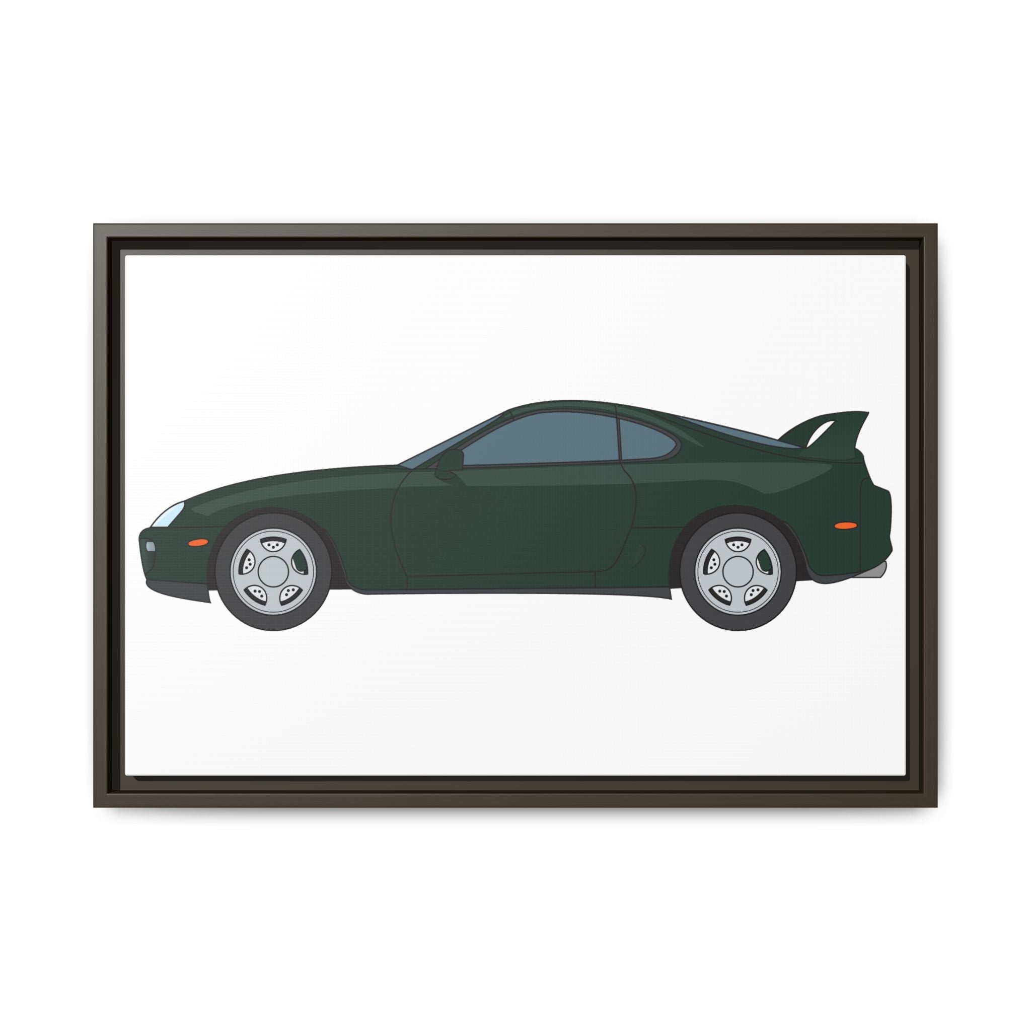 Toyota Supra MK4 Dark Green Mica Art Print — Framed Matte Canvas Wall Decor