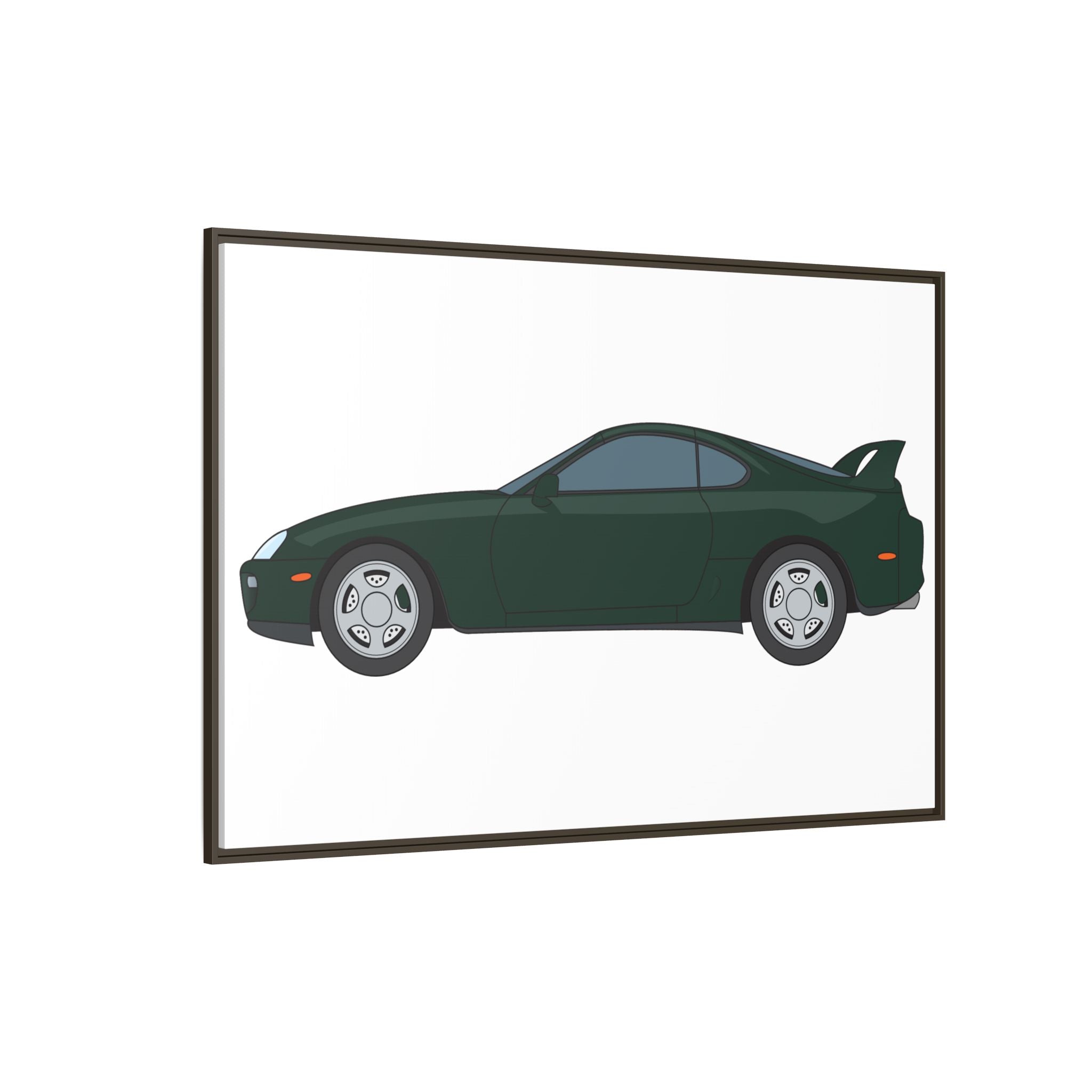 Toyota Supra MK4 Dark Green Mica Art Print — Framed Matte Canvas Wall Decor