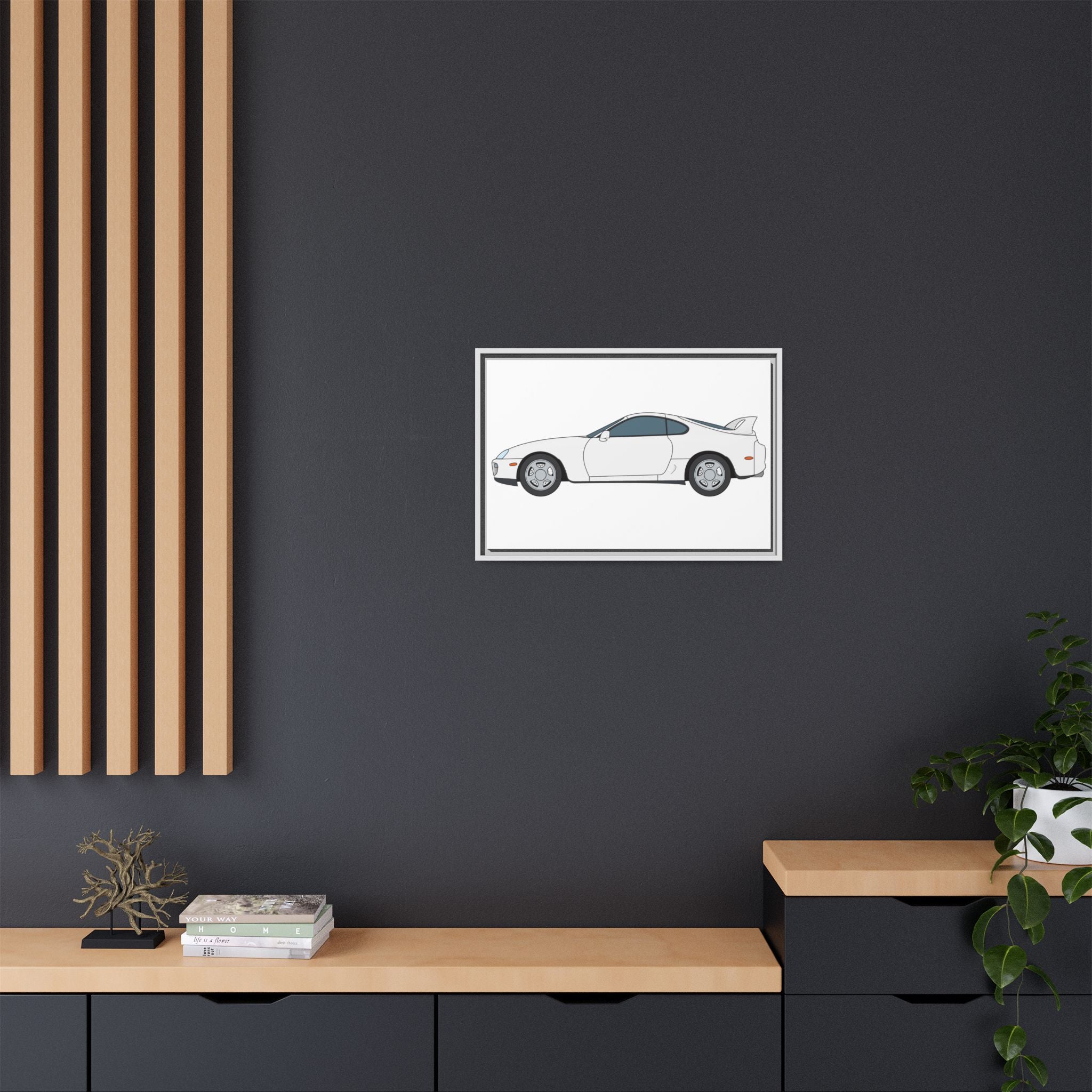 Toyota Supra MK4 Super White ll Art Print — Framed Matte Canvas Wall Decor