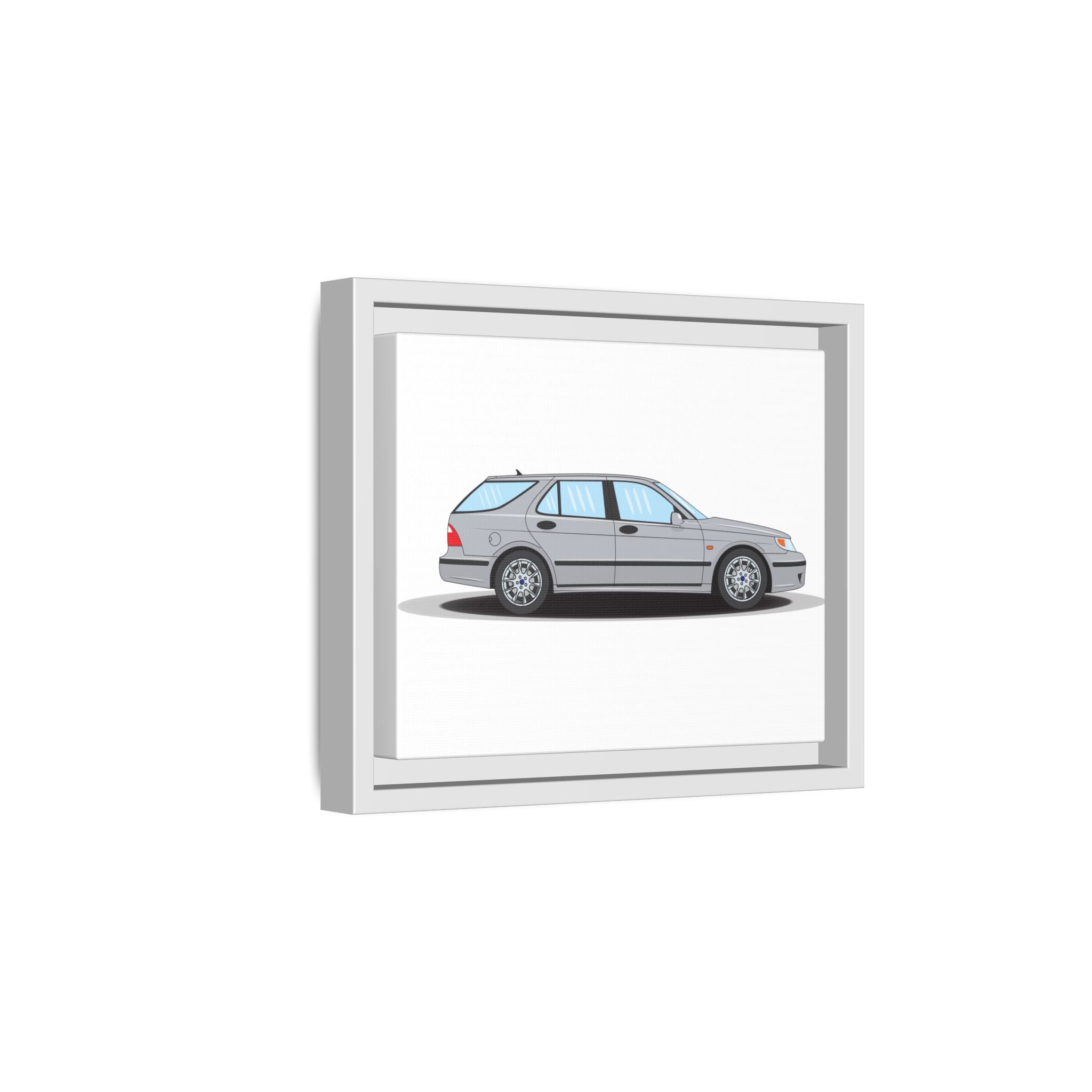 Saab 9-5 OG Aero Wagon Silver Metallic Art Print — Framed Matte Canvas Wall Decor