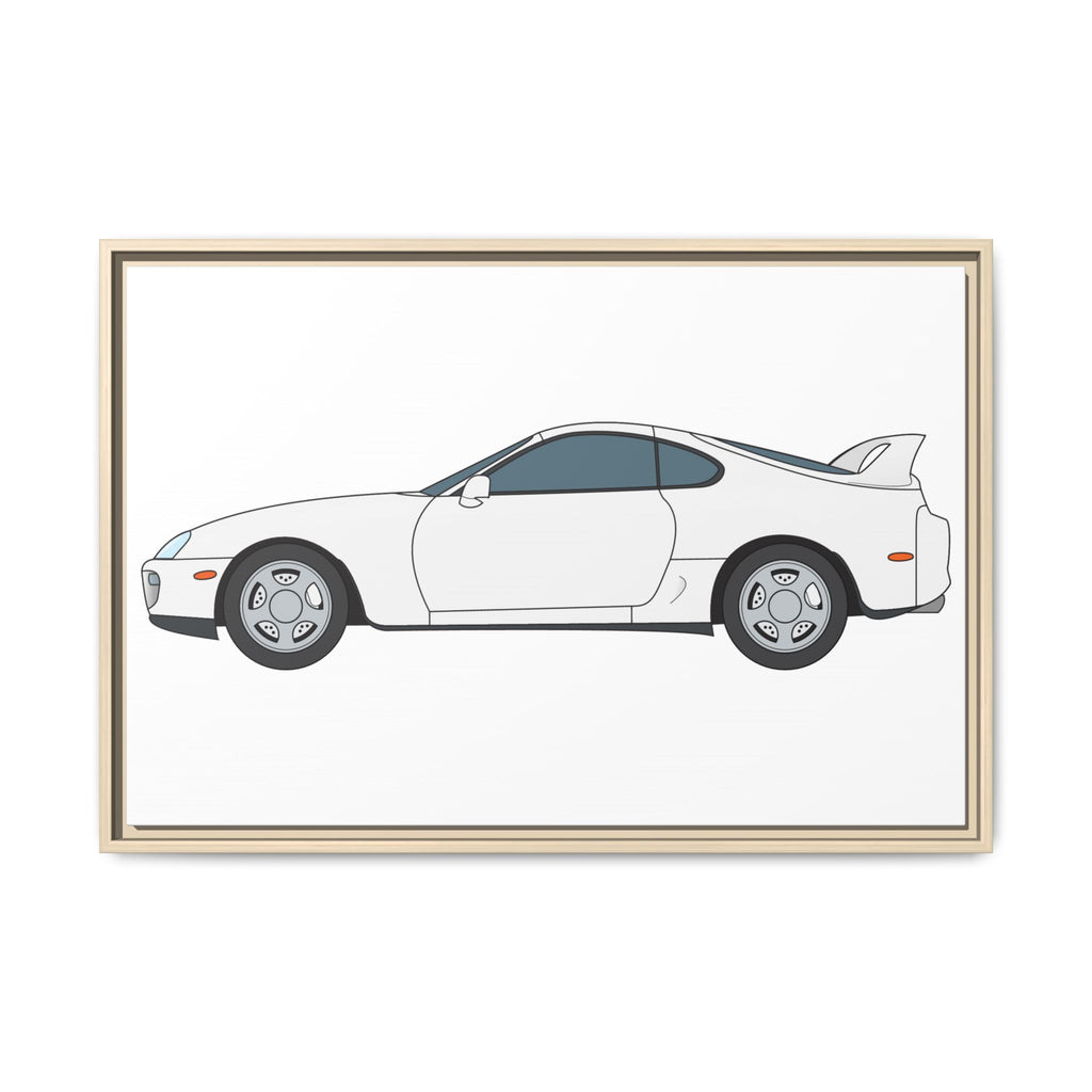 Toyota Supra MK4 Super White ll Art Print — Framed Matte Canvas Wall Decor