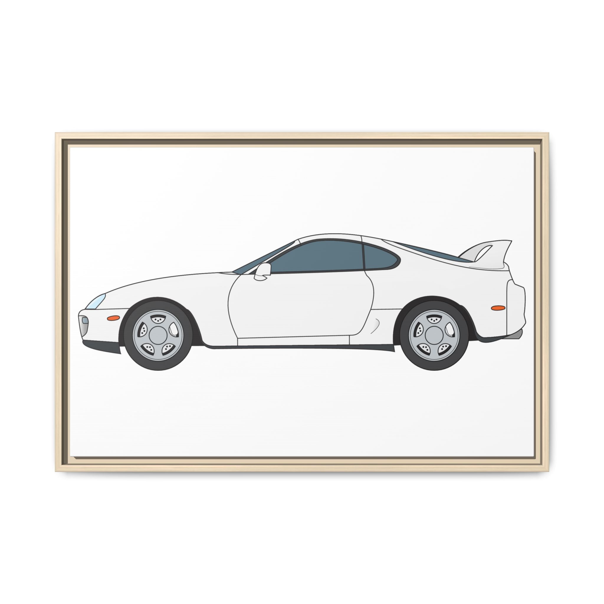 Toyota Supra MK4 Super White ll Art Print — Framed Matte Canvas Wall Decor
