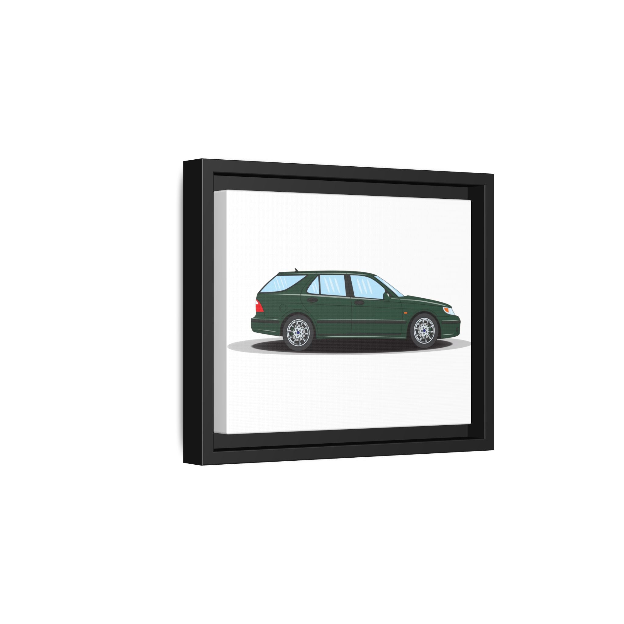 Saab 9-5 OG Aero Wagon Scarabe Green Art Print — Framed Matte Canvas Wall Decor
