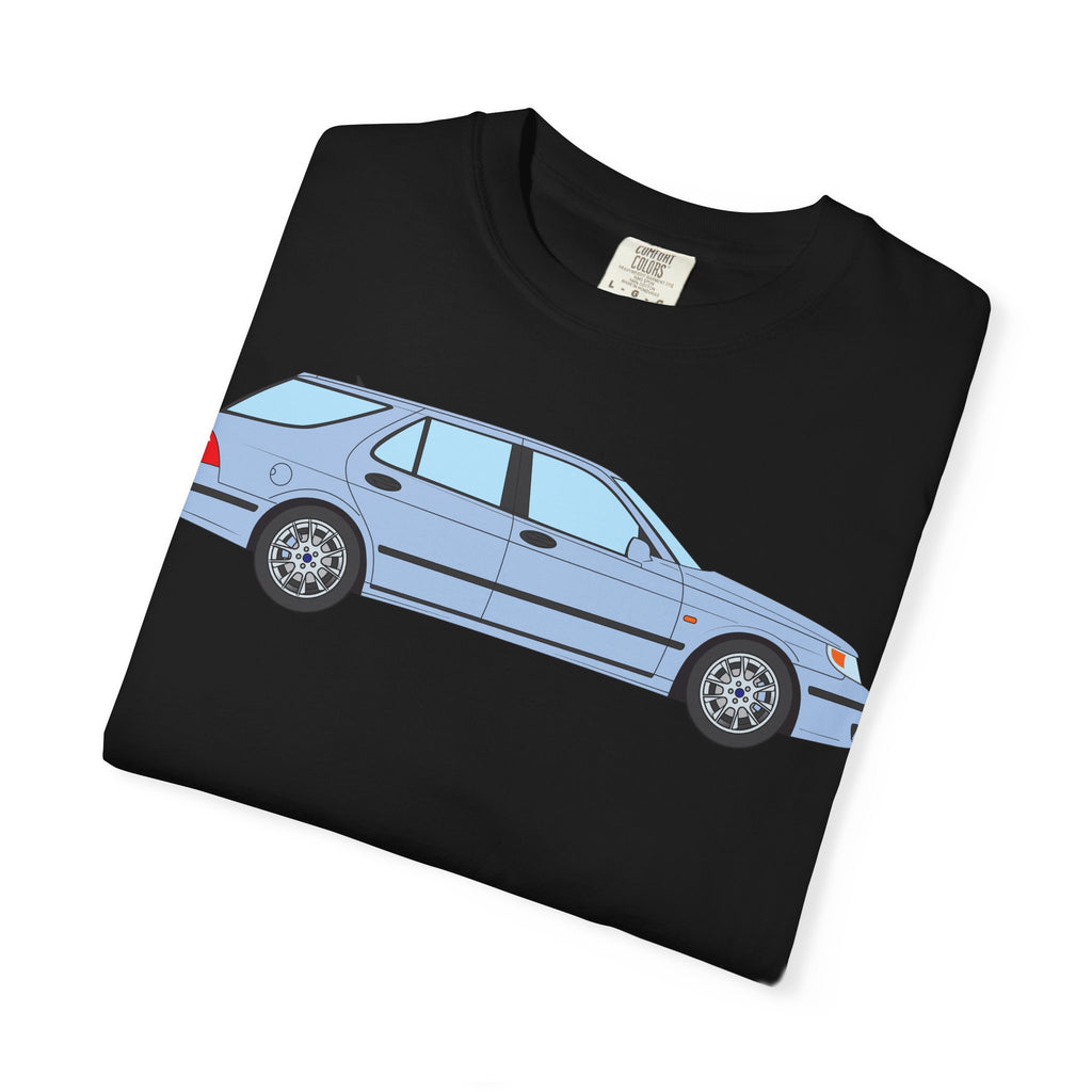 Saab 9-5 OG Aero Wagon Ice Blue  — T-Shirt — Retro Car Graphic Tee