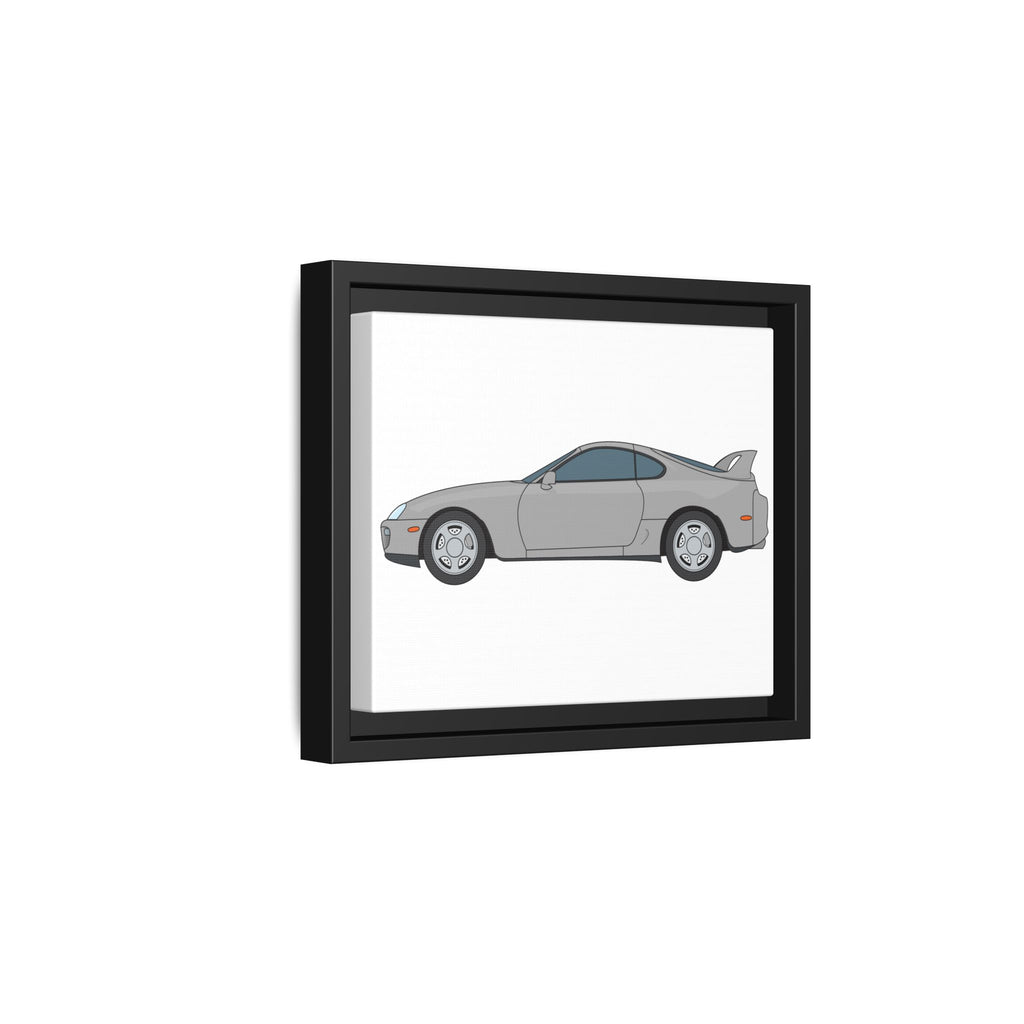 Toyota Supra MK4 Silver Metallic Art Print — Framed Matte Canvas Wall Decor