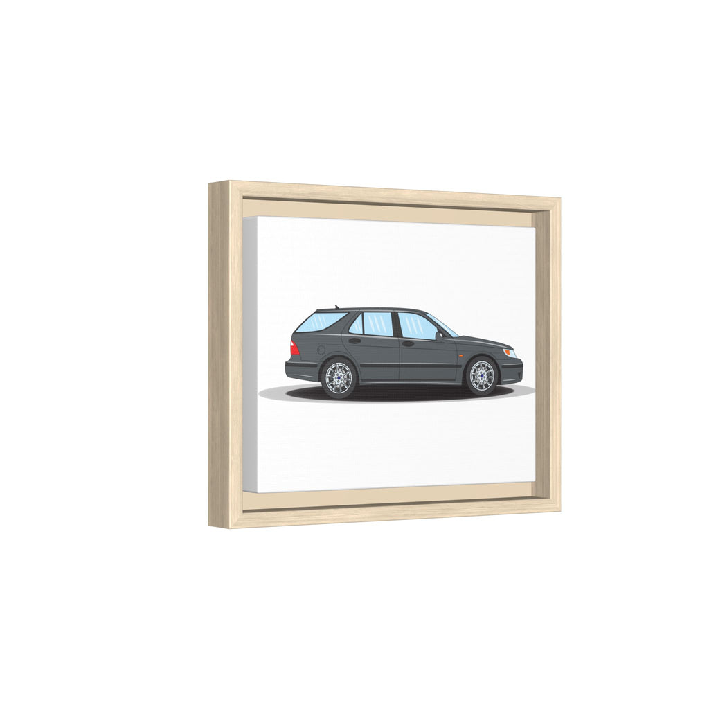 Saab 9-5 OG Aero Steel Grey Art Print — Framed Matte Canvas Wall Decor