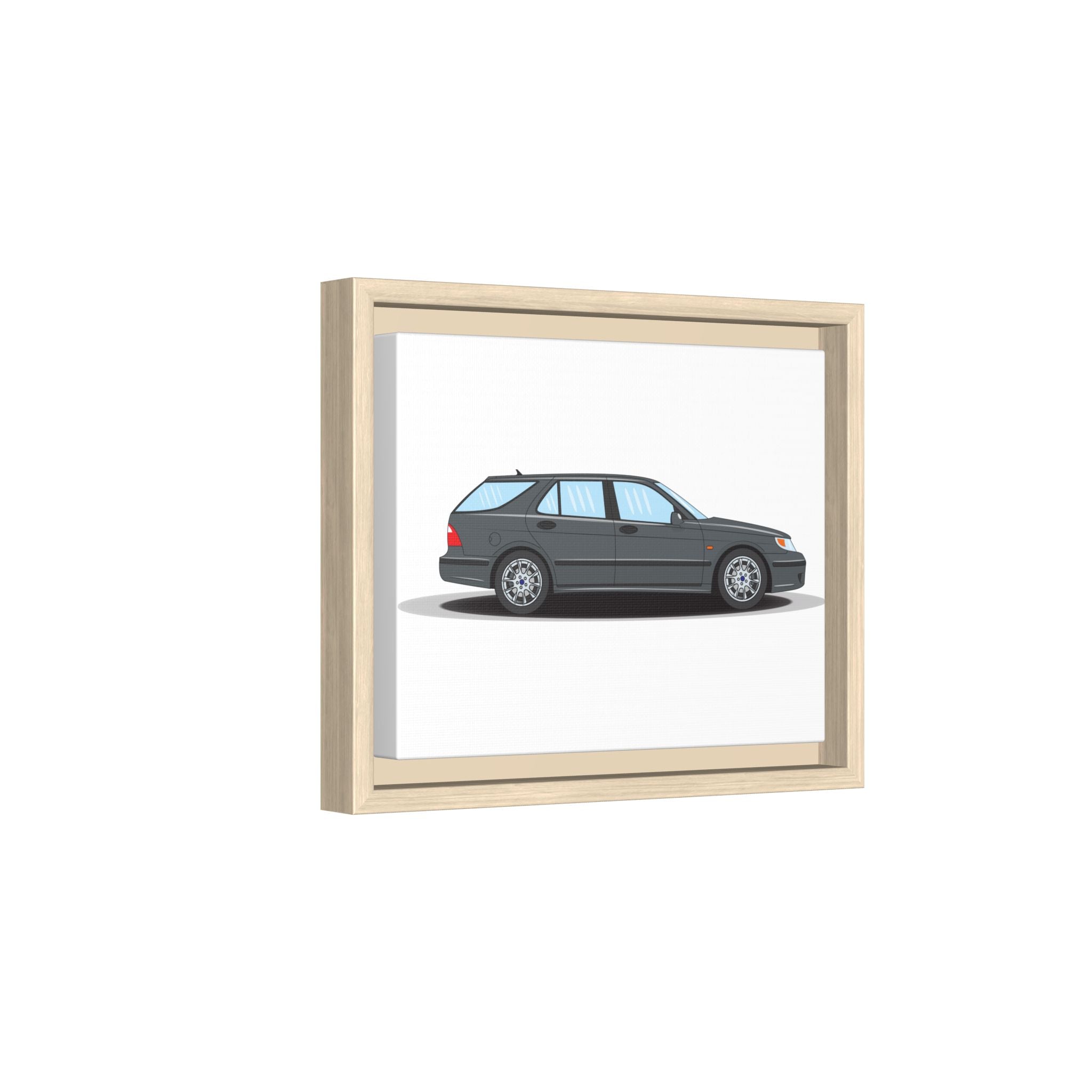 Saab 9-5 OG Aero Steel Grey Art Print — Framed Matte Canvas Wall Decor