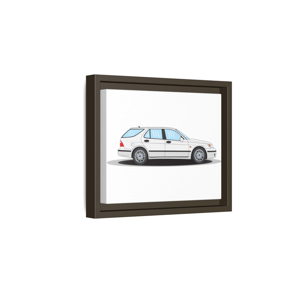 Saab 9-5 OG Aero Wagon Artic White Art Print — Framed Matte Canvas Wall Decor