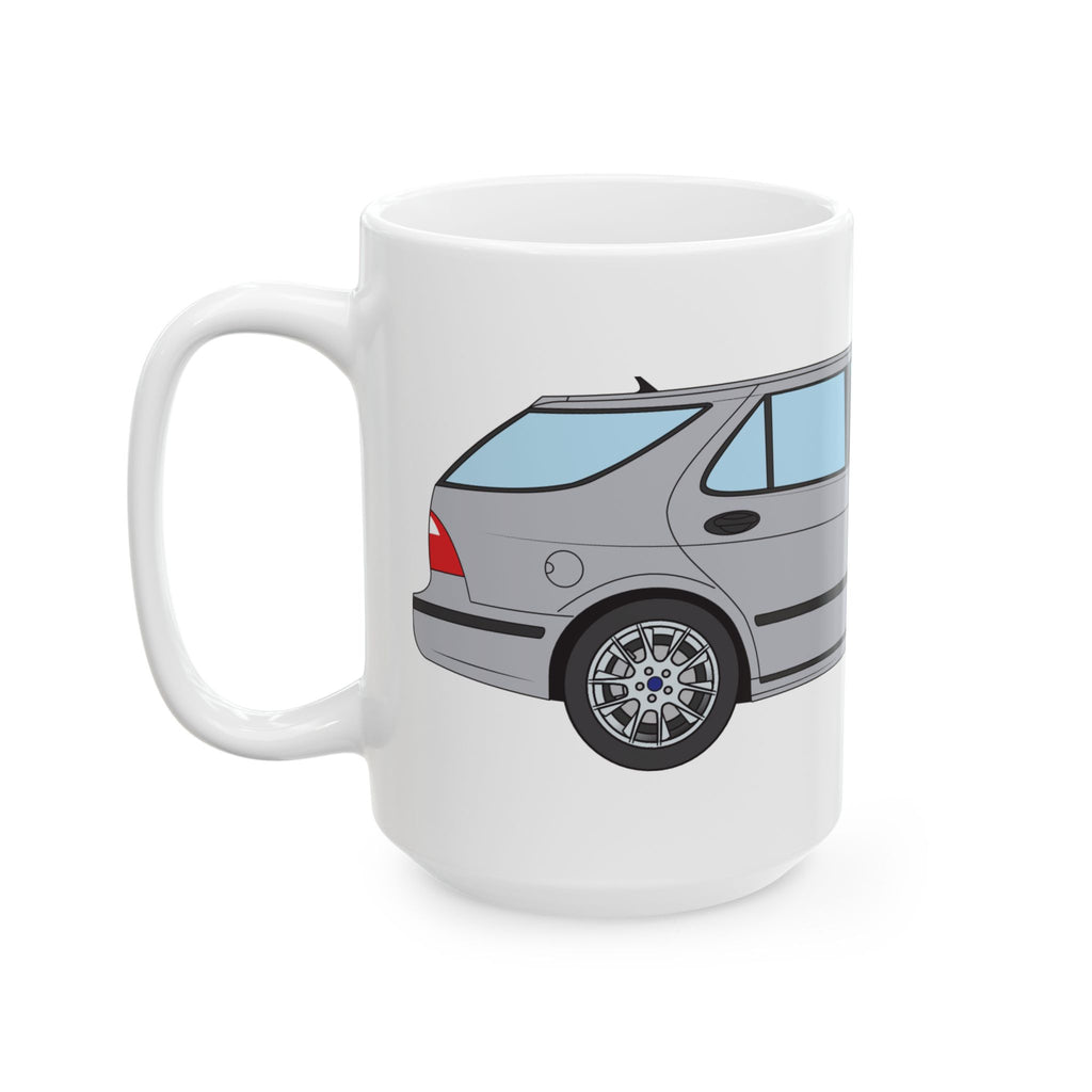 Saab 9-5 OG Aero Wagon Silver Metallic — Ceramic Mug — Coffee Cup (11oz & 15oz)