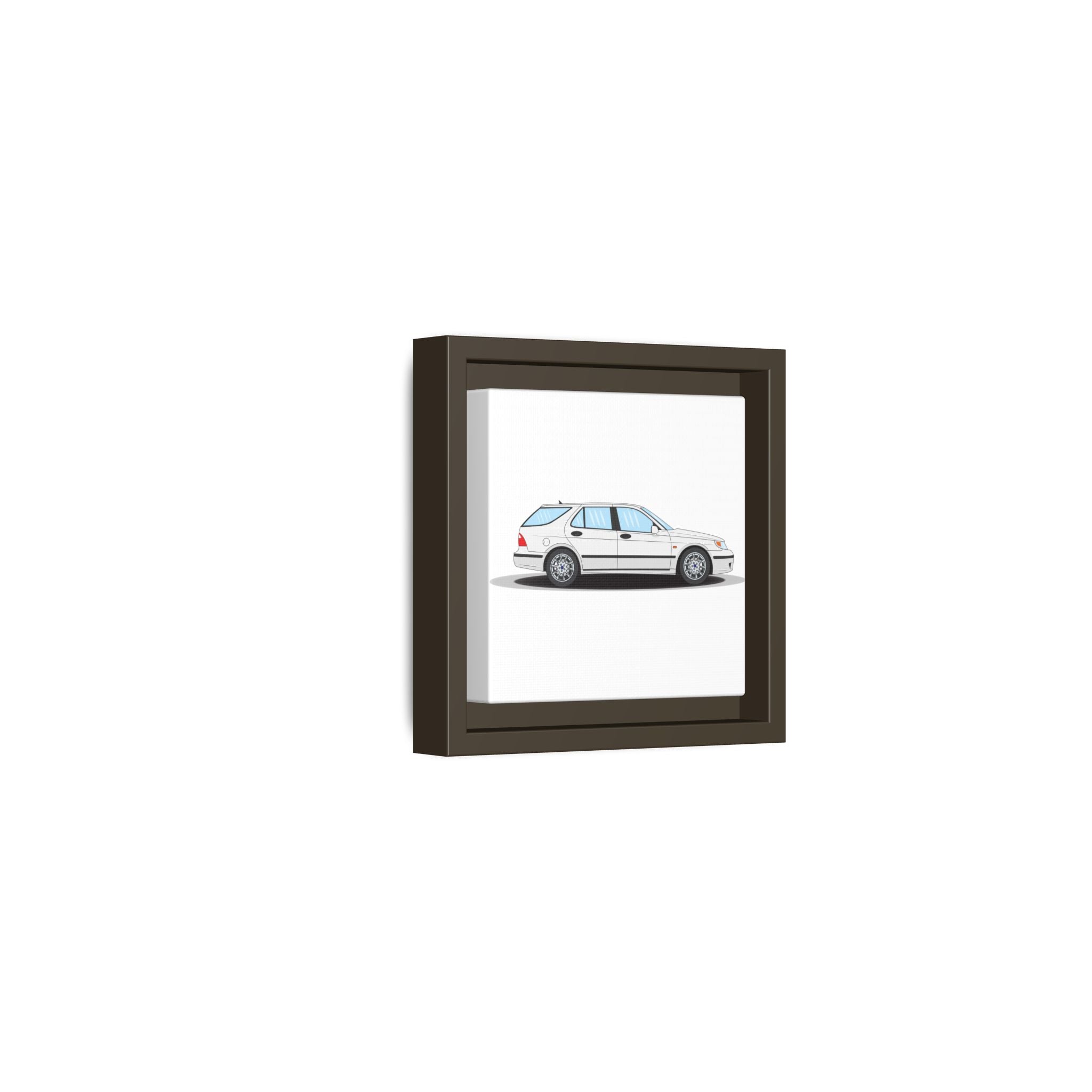 Saab 9-5 OG Aero Wagon Artic White Art Print — Framed Matte Canvas Wall Decor