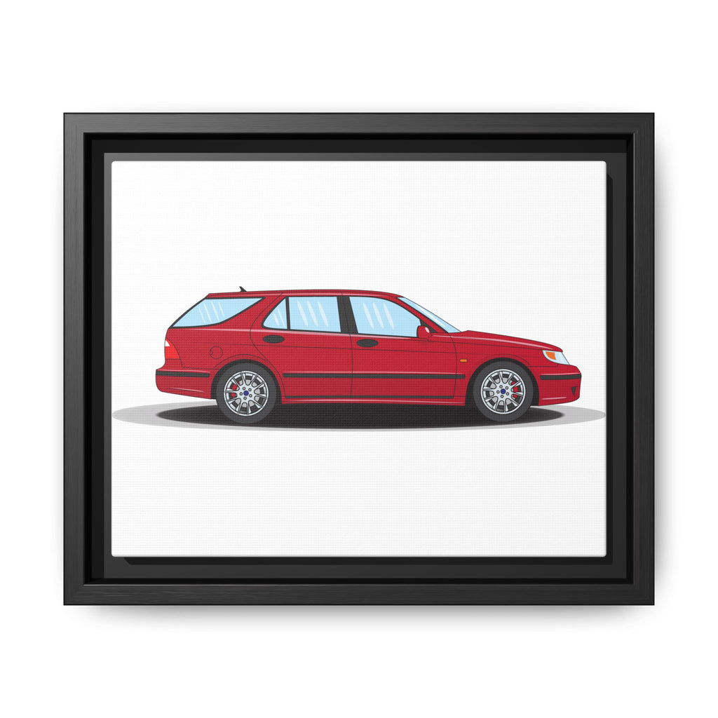 Saab 9-5 OG Aero Wagon Laser Red Art Print — Framed Matte Canvas Wall Decor