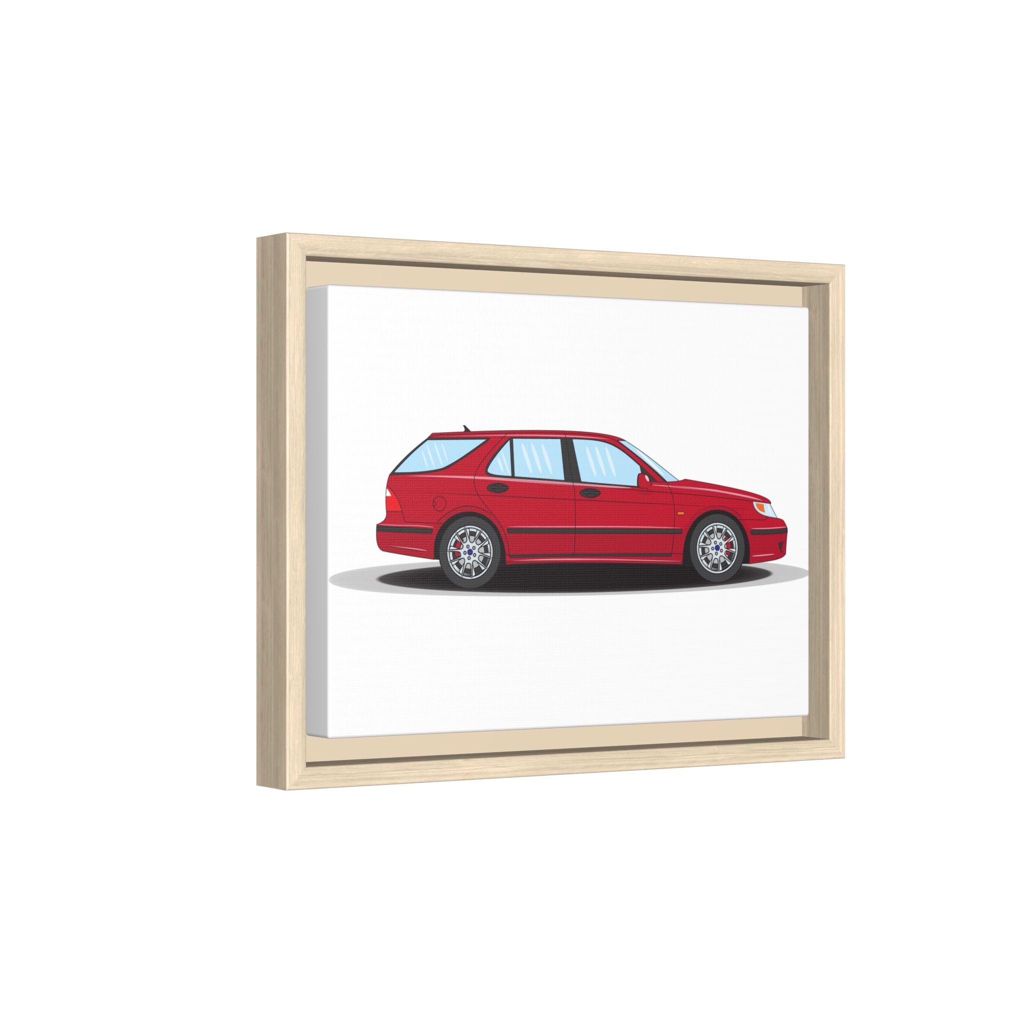 Saab 9-5 OG Aero Wagon Laser Red Art Print — Framed Matte Canvas Wall Decor