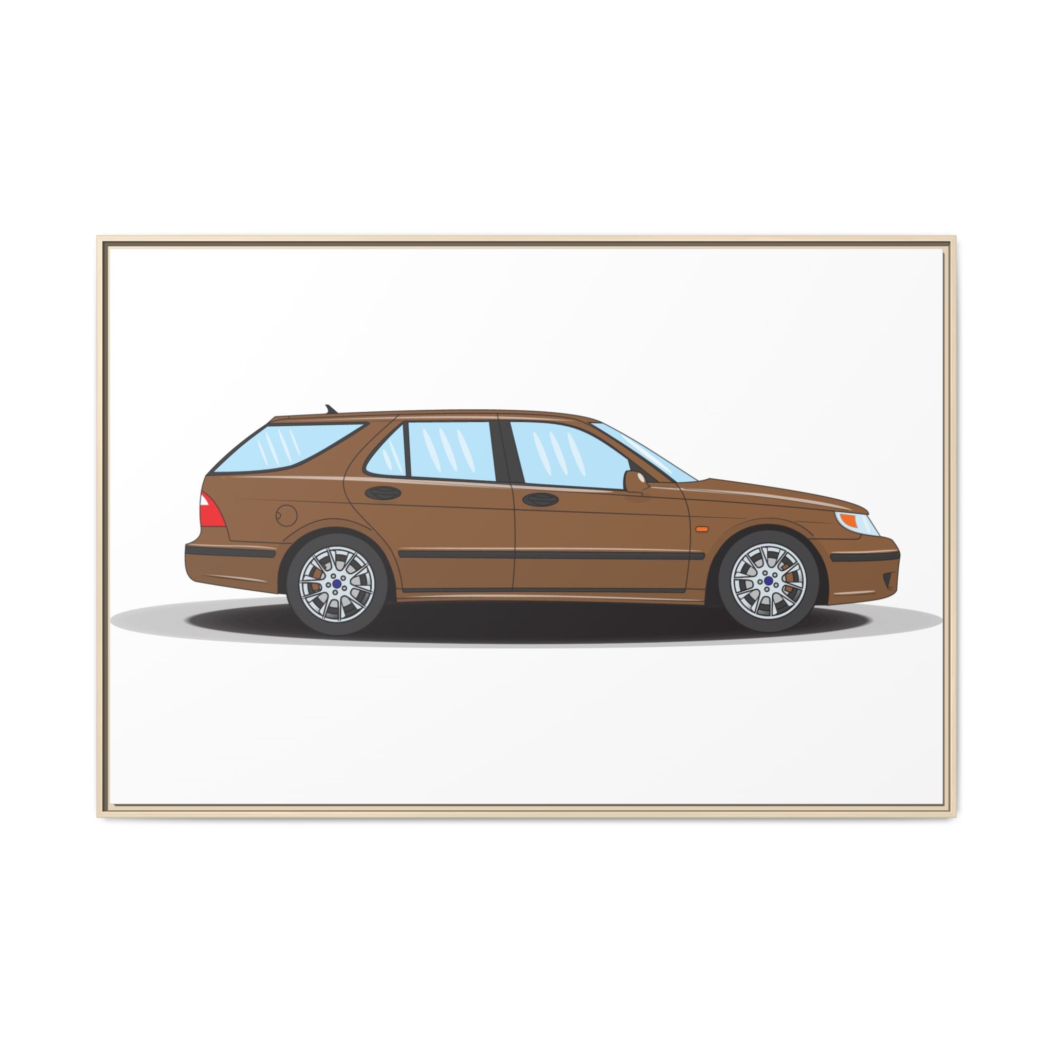 Saab 9-5 OG Aero Wagon Hazelnut Metallic Art Print — Framed Matte Canvas Wall Decor