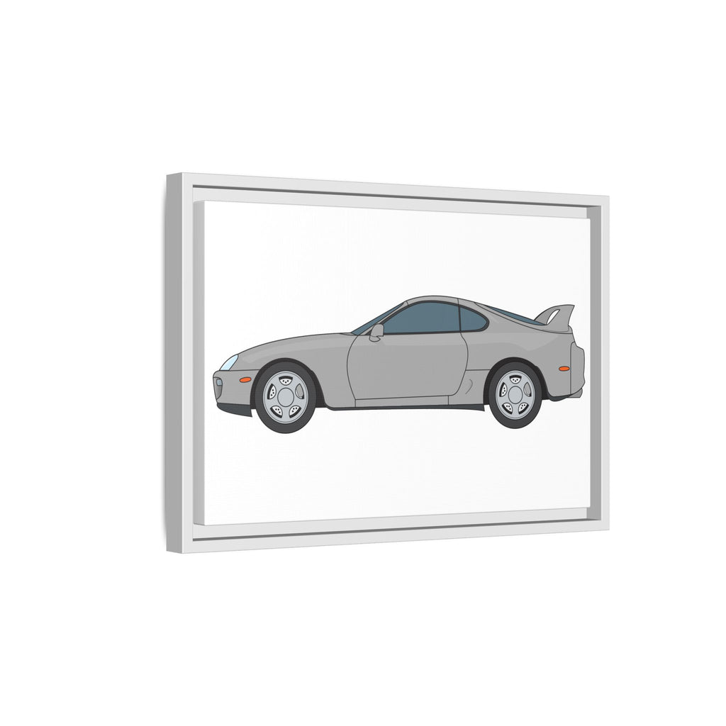 Toyota Supra MK4 Silver Metallic Art Print — Framed Matte Canvas Wall Decor