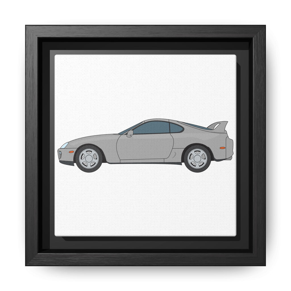 Toyota Supra MK4 Silver Metallic Art Print — Framed Matte Canvas Wall Decor