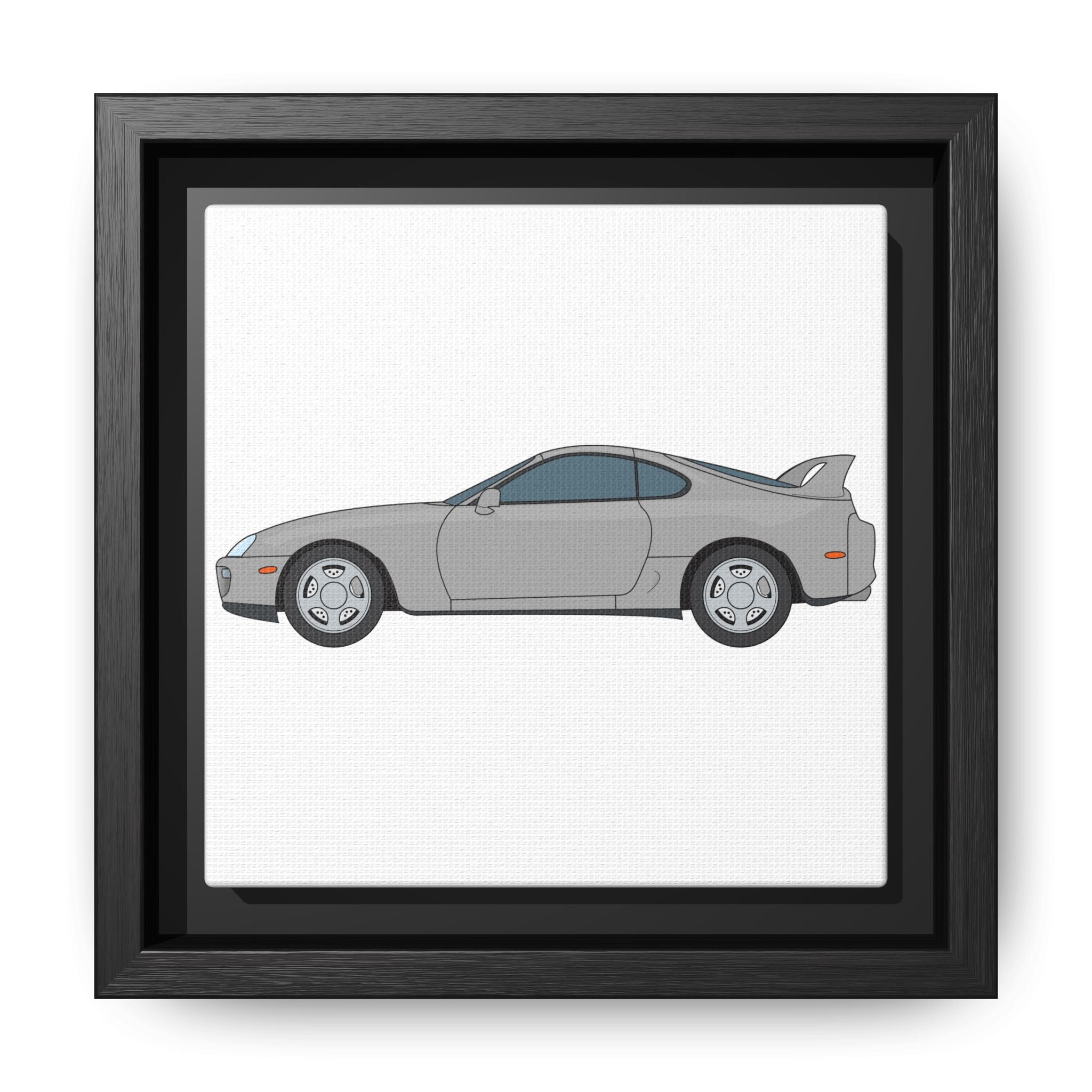 Toyota Supra MK4 Silver Metallic Art Print — Framed Matte Canvas Wall Decor