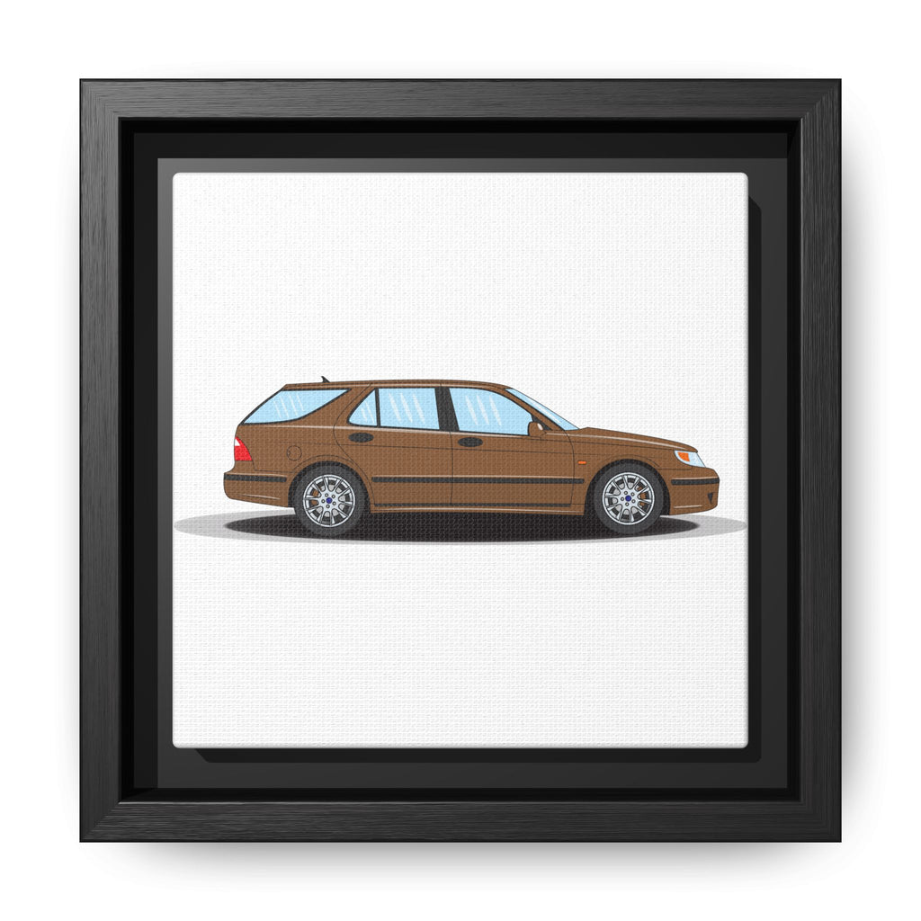Saab 9-5 OG Aero Wagon Hazelnut Metallic Art Print — Framed Matte Canvas Wall Decor