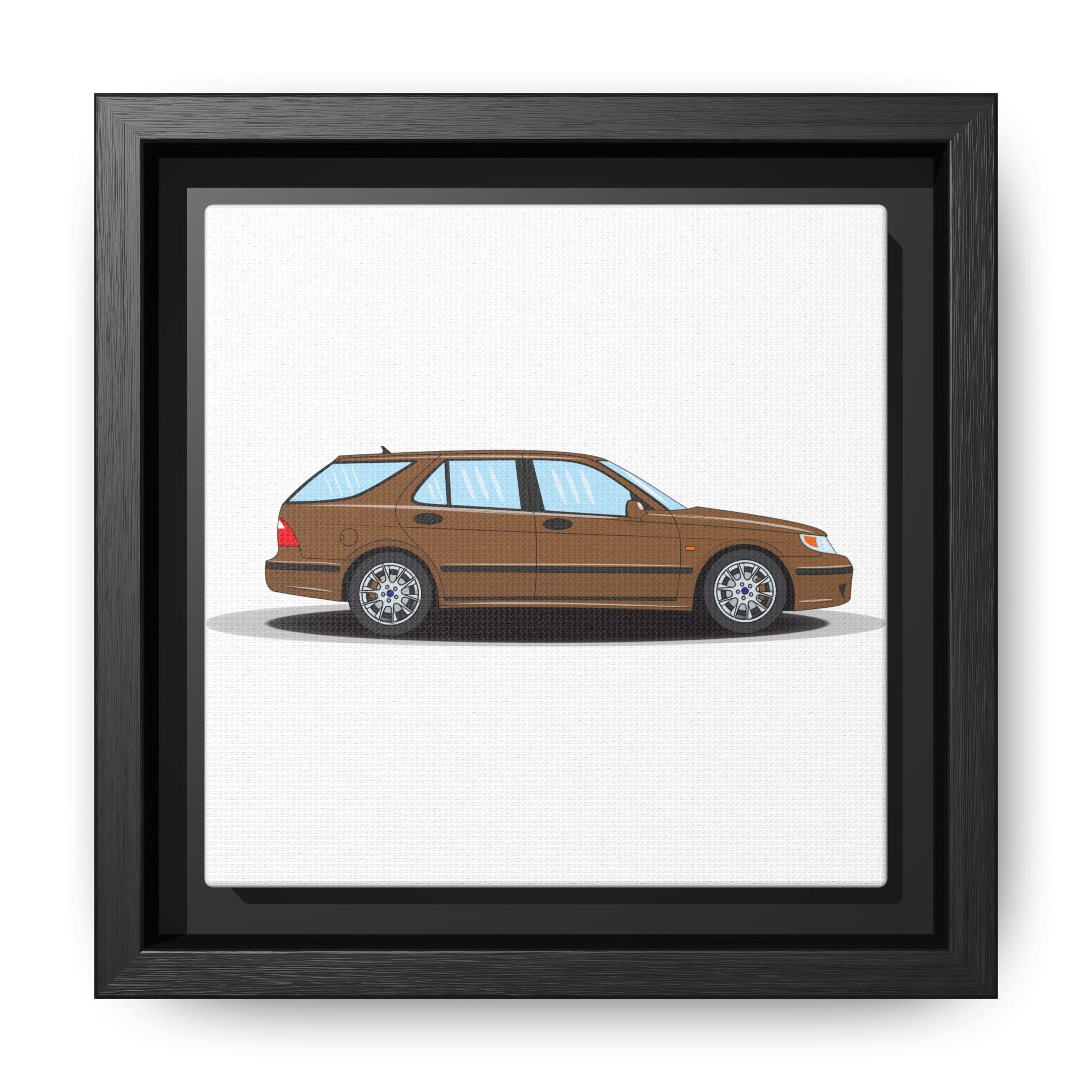 Saab 9-5 OG Aero Wagon Hazelnut Metallic Art Print — Framed Matte Canvas Wall Decor