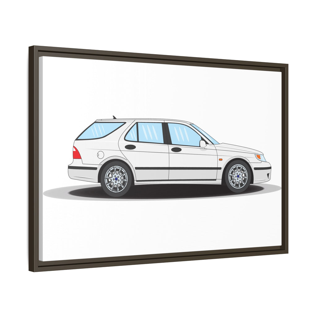 Saab 9-5 OG Aero Wagon Artic White Art Print — Framed Matte Canvas Wall Decor