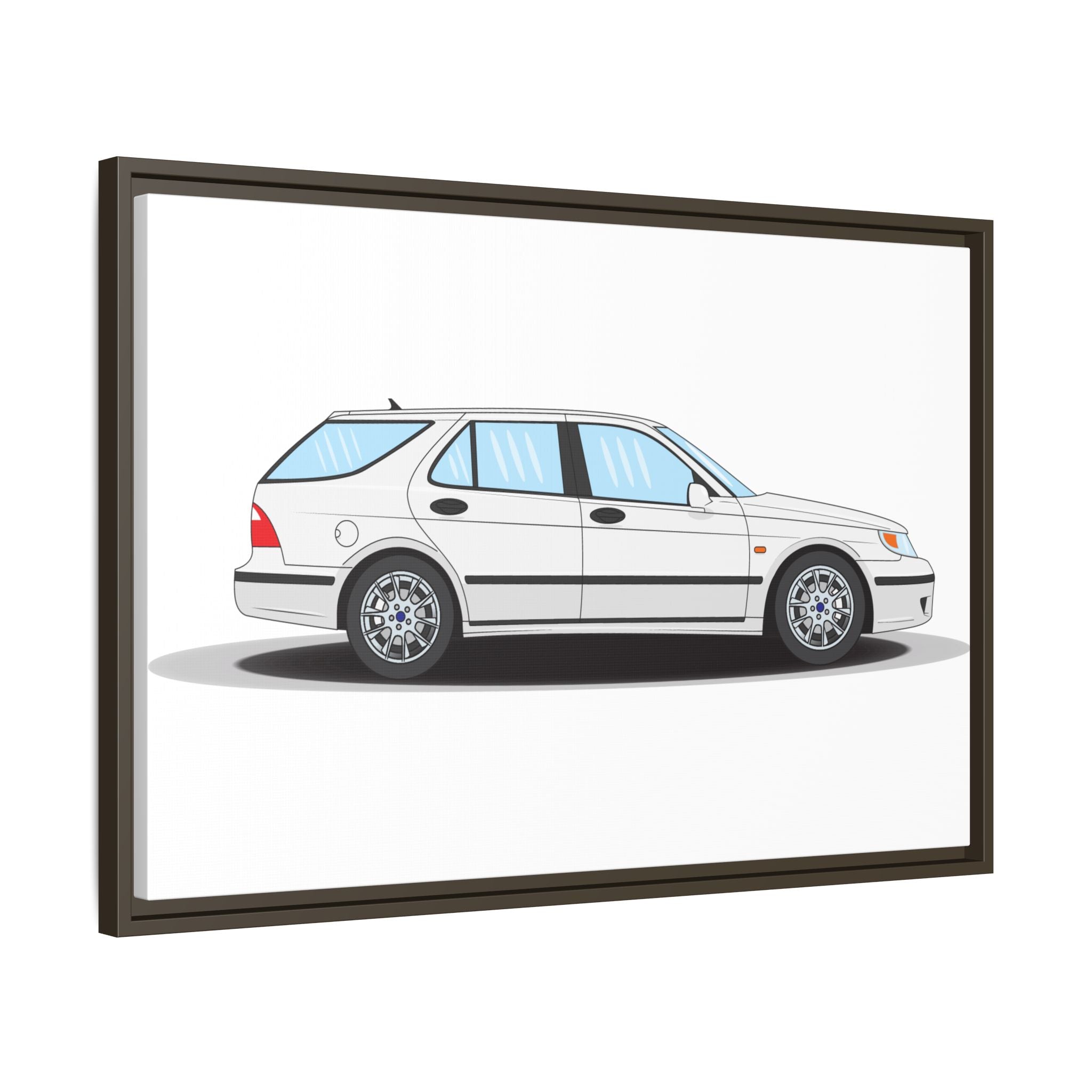 Saab 9-5 OG Aero Wagon Artic White Art Print — Framed Matte Canvas Wall Decor