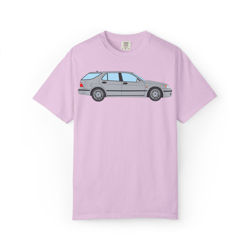 Saab 9-5 OG Aero Wagon Silver Metallic  — T-Shirt — Retro Car Graphic Tee