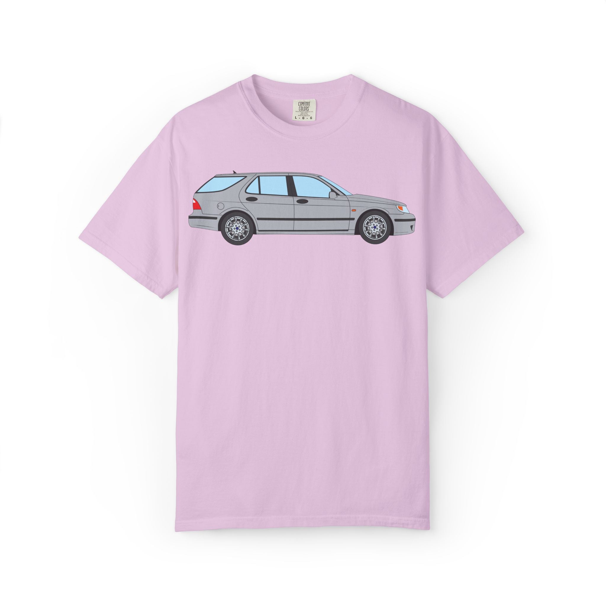 Saab 9-5 OG Aero Wagon Silver Metallic  — T-Shirt — Retro Car Graphic Tee