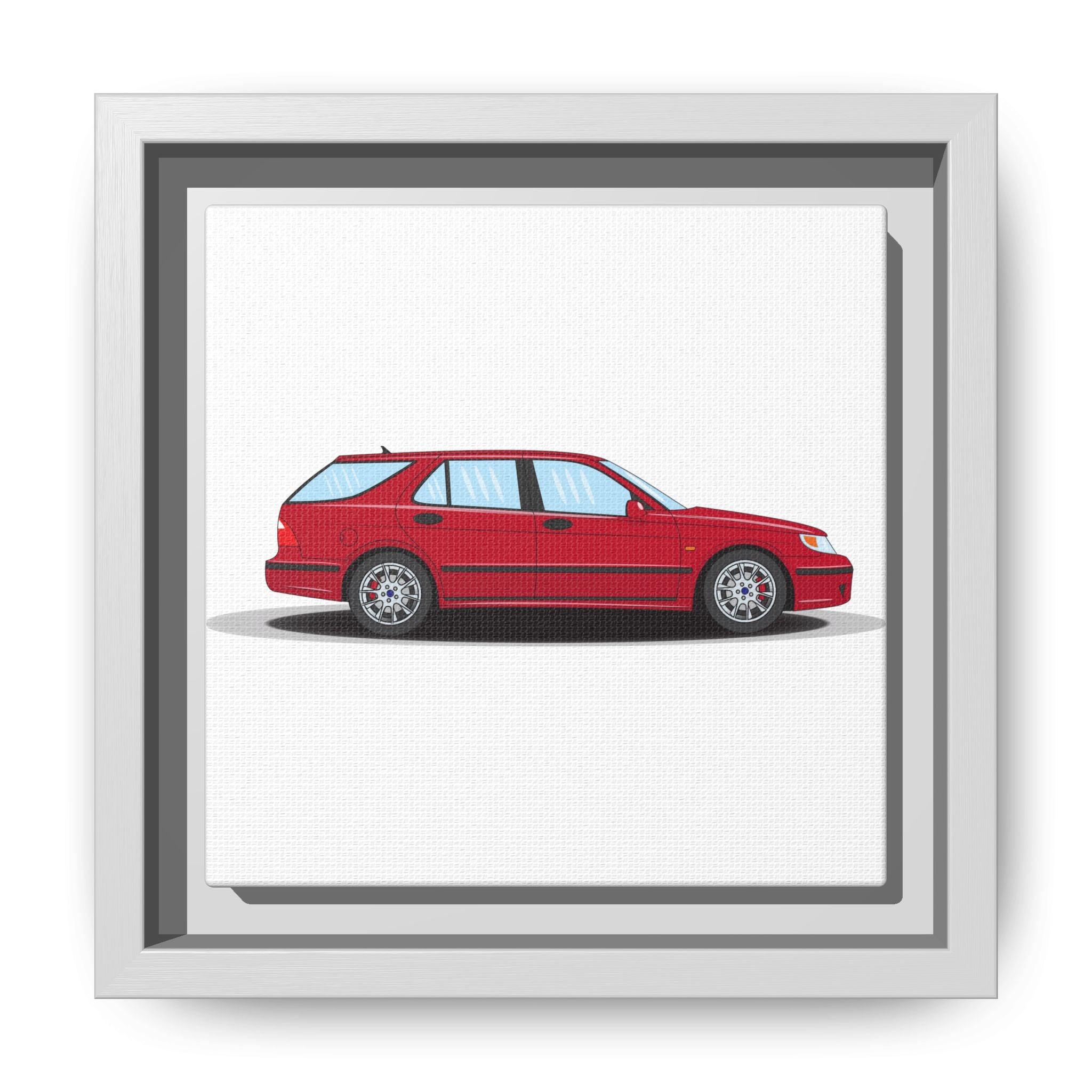 Saab 9-5 OG Aero Wagon Laser Red Art Print — Framed Matte Canvas Wall Decor