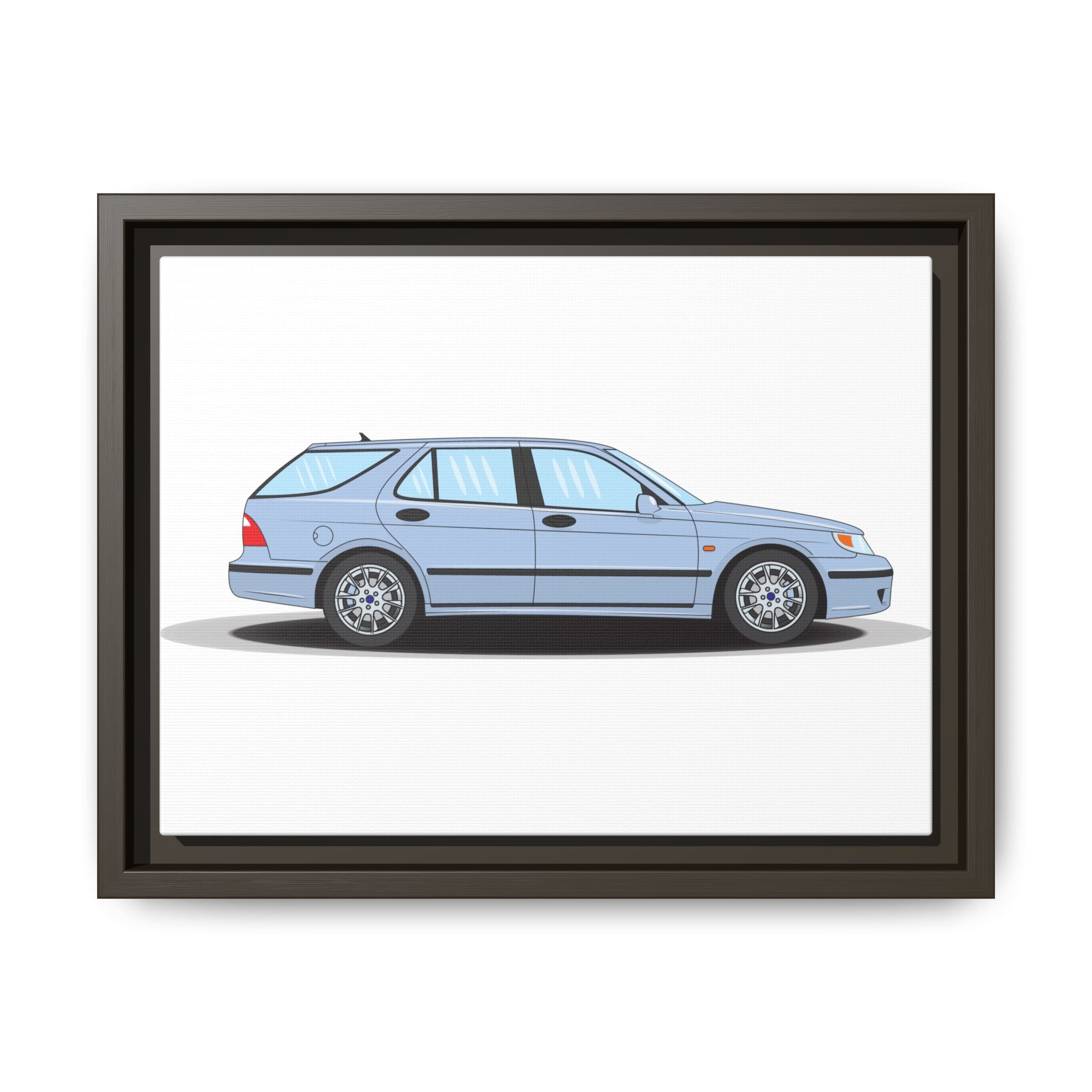 Saab 9-5 OG Aero Wagon Ice Blue Art Print — Framed Matte Canvas Wall Decor