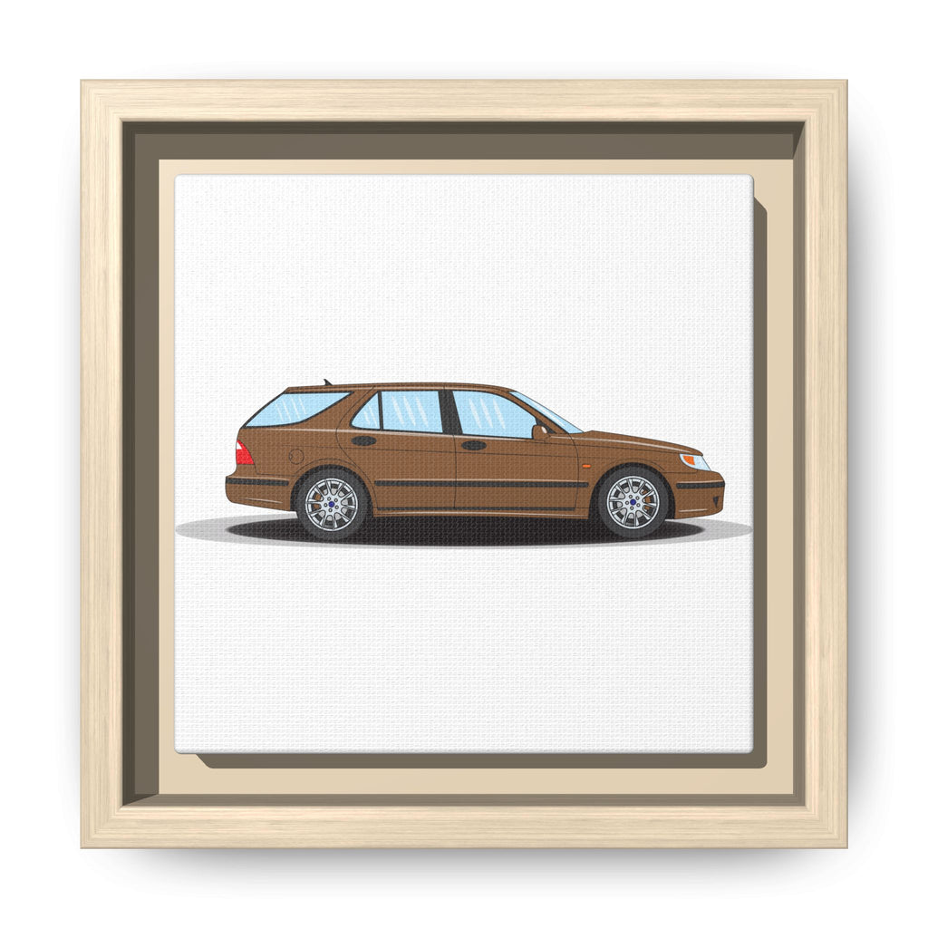 Saab 9-5 OG Aero Wagon Hazelnut Metallic Art Print — Framed Matte Canvas Wall Decor