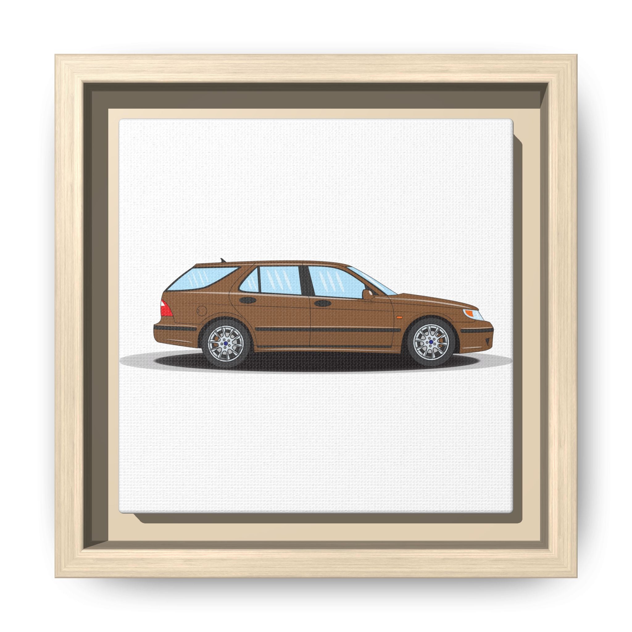 Saab 9-5 OG Aero Wagon Hazelnut Metallic Art Print — Framed Matte Canvas Wall Decor