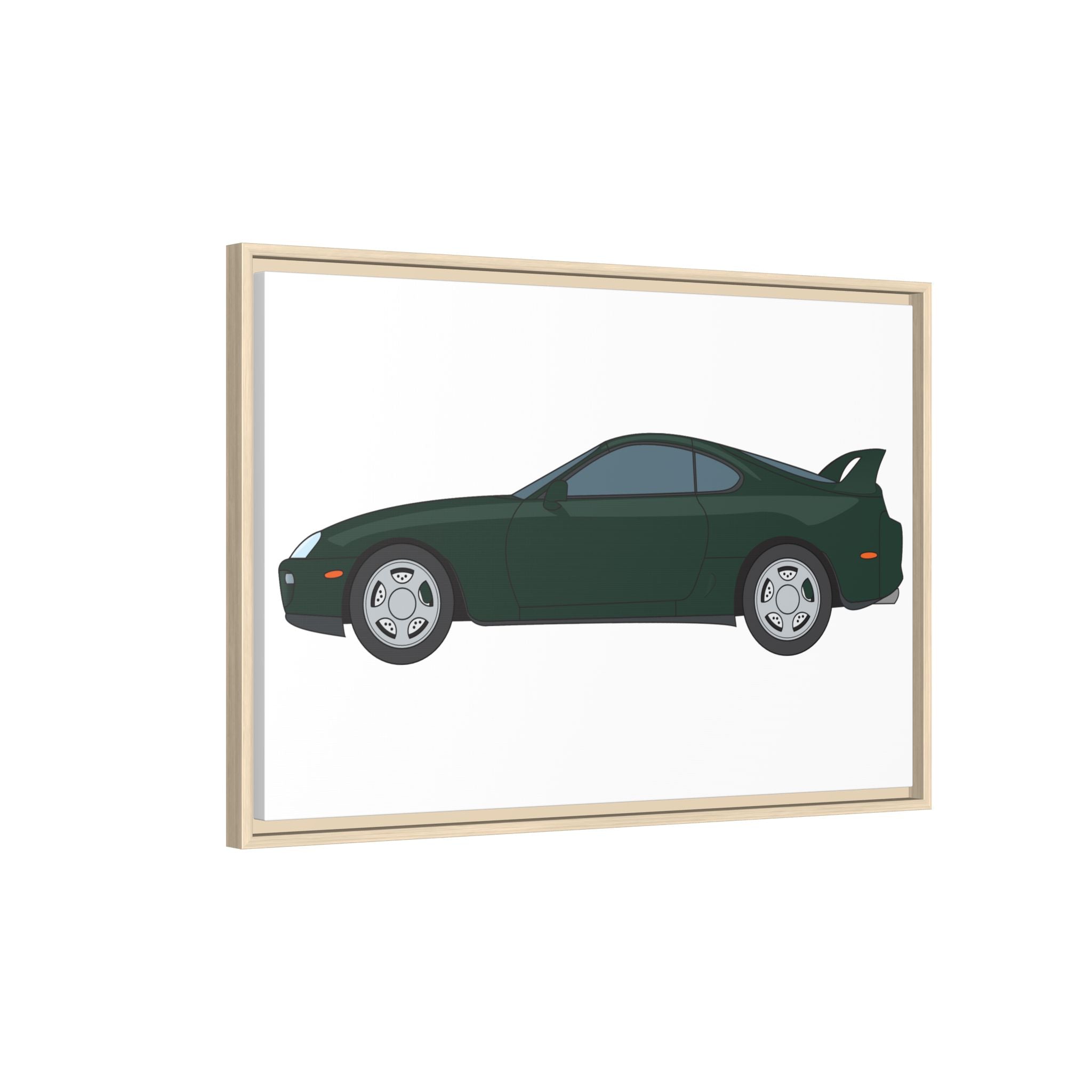 Toyota Supra MK4 Dark Green Mica Art Print — Framed Matte Canvas Wall Decor