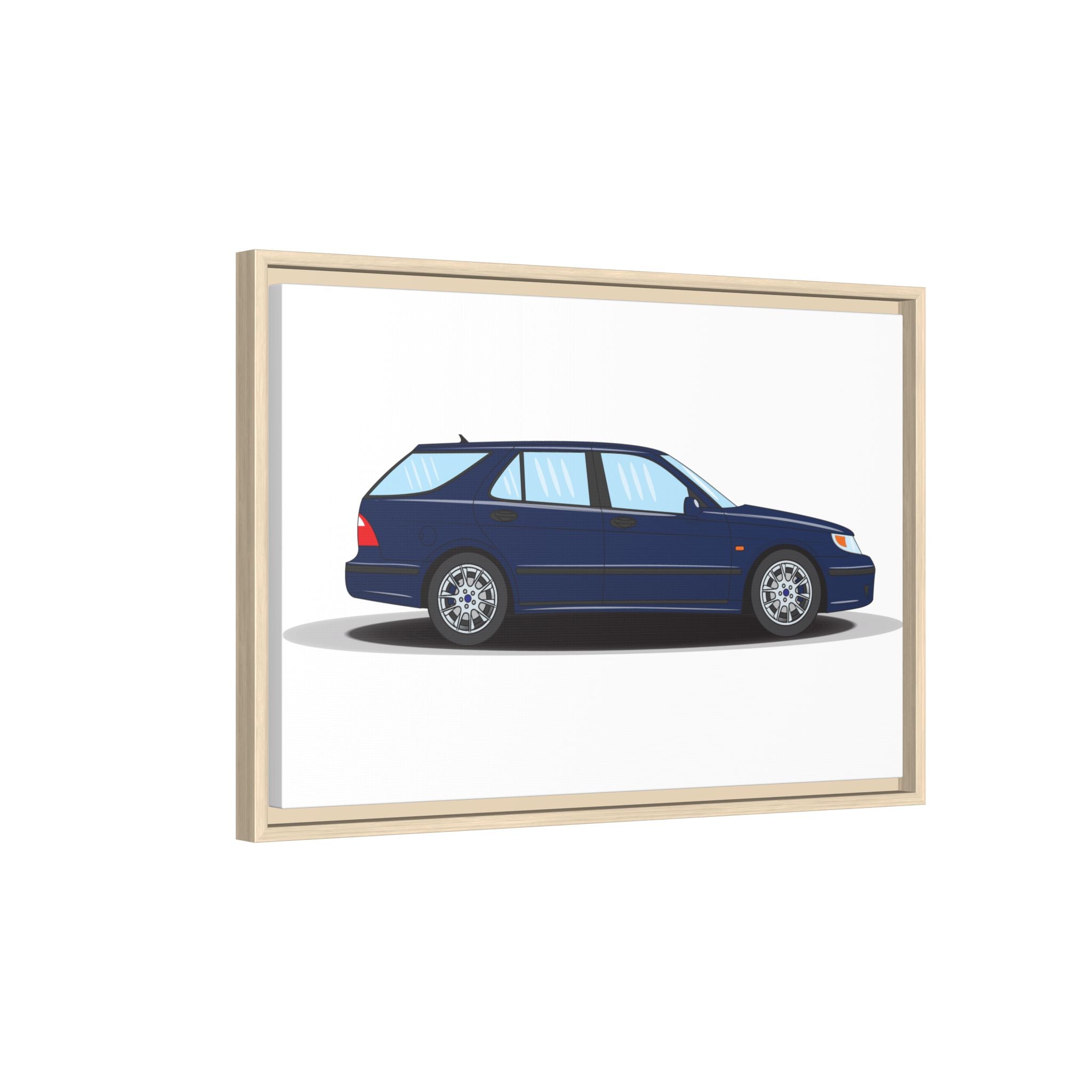 Saab 9-5 OG Aero Wagon Midnight Blue Art Print — Framed Matte Canvas Wall Decor