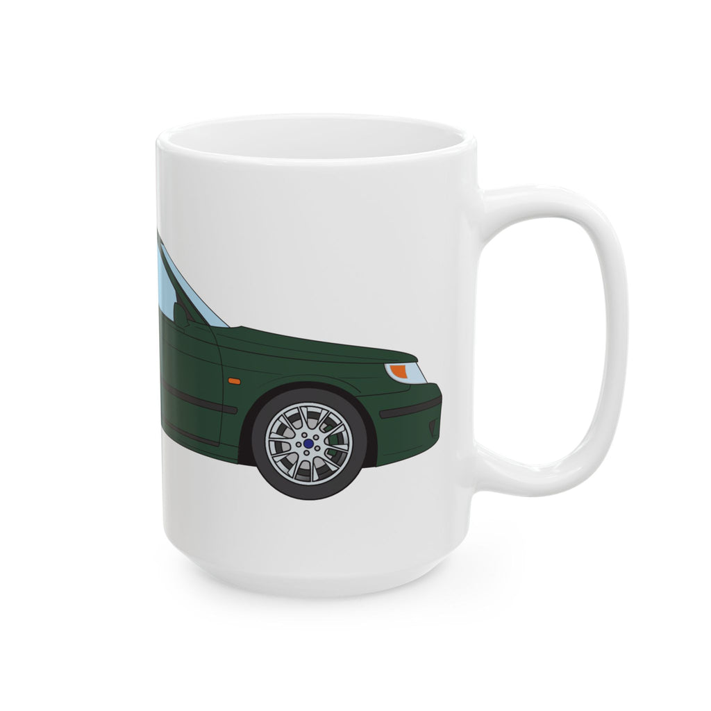 Saab 9-5 OG Aero Wagon Scarabe Green — Ceramic Mug — Coffee Cup (11oz & 15oz)