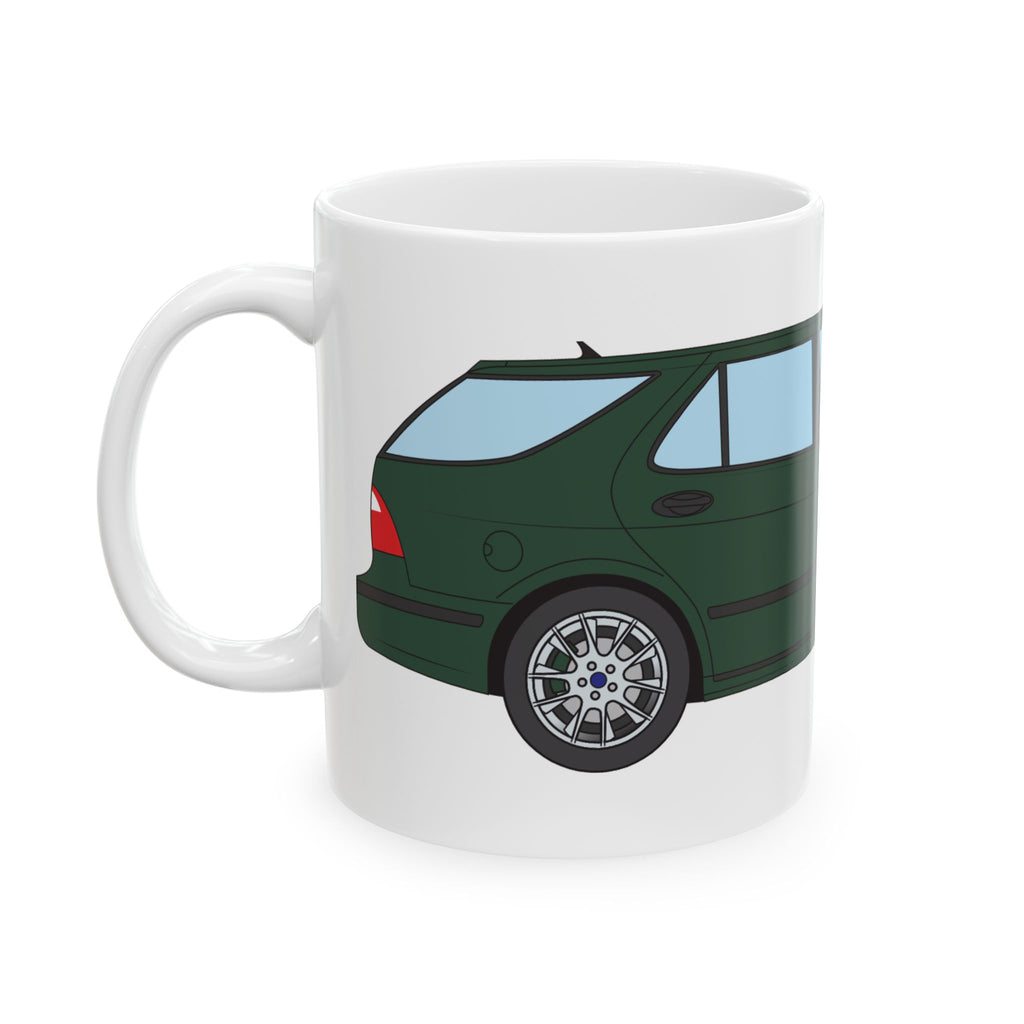 Saab 9-5 OG Aero Wagon Scarabe Green — Ceramic Mug — Coffee Cup (11oz & 15oz)