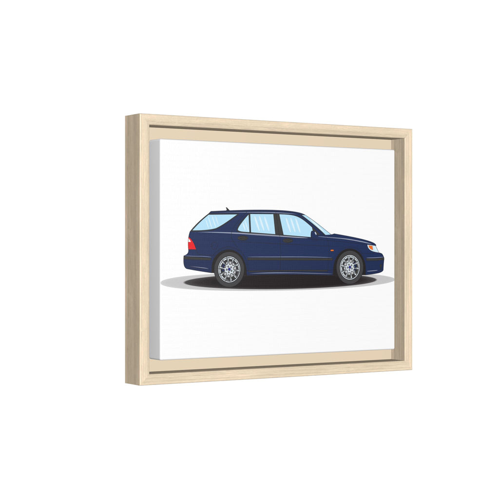 Saab 9-5 OG Aero Wagon Midnight Blue Art Print — Framed Matte Canvas Wall Decor