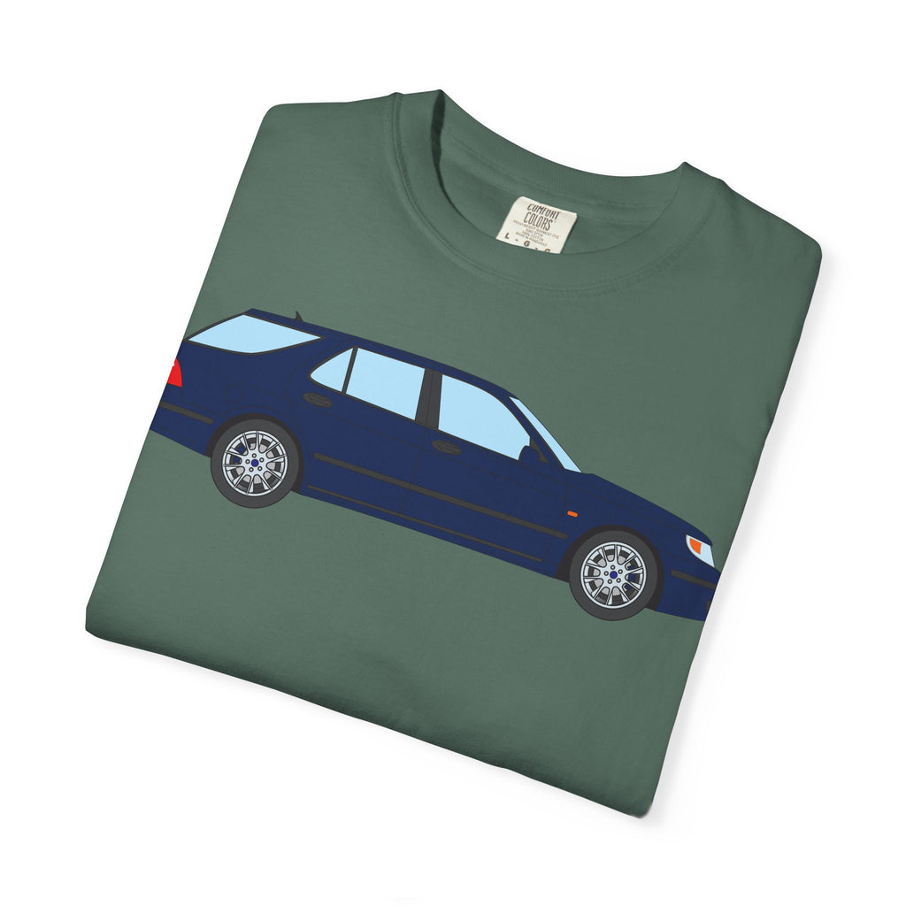 Saab 9-5 OG Aero Wagon Midnight Blue  — T-Shirt — Retro Car Graphic Tee