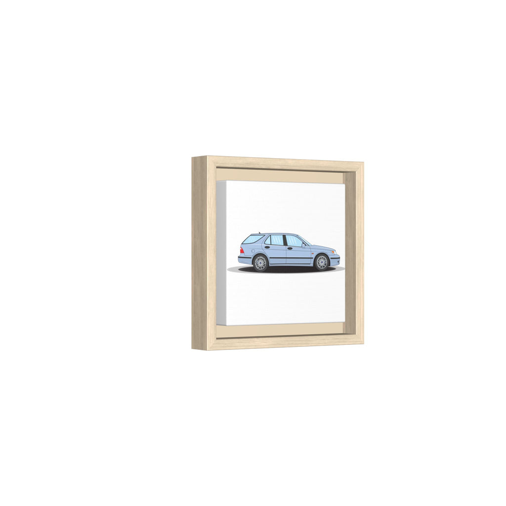 Saab 9-5 OG Aero Wagon Ice Blue Art Print — Framed Matte Canvas Wall Decor