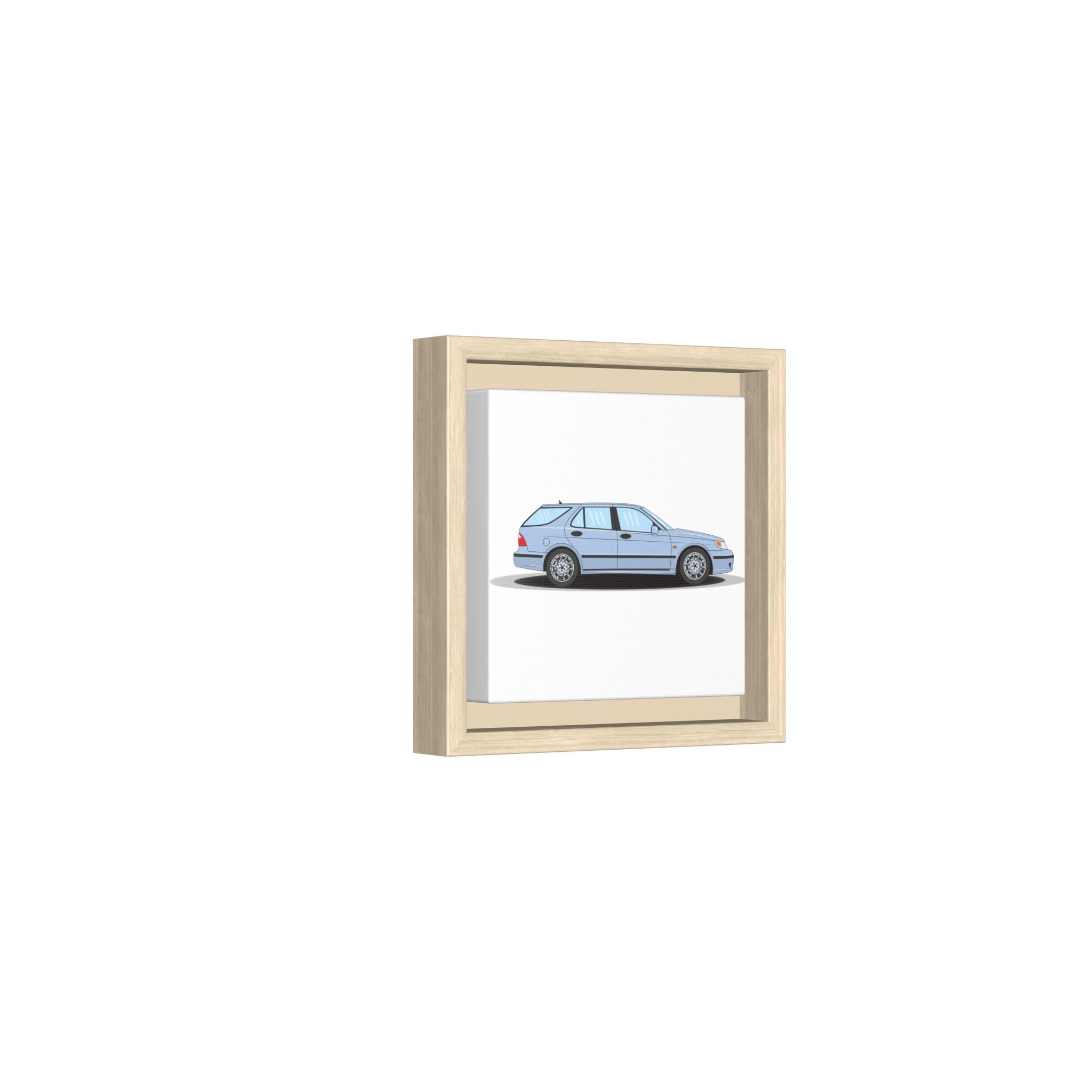 Saab 9-5 OG Aero Wagon Ice Blue Art Print — Framed Matte Canvas Wall Decor