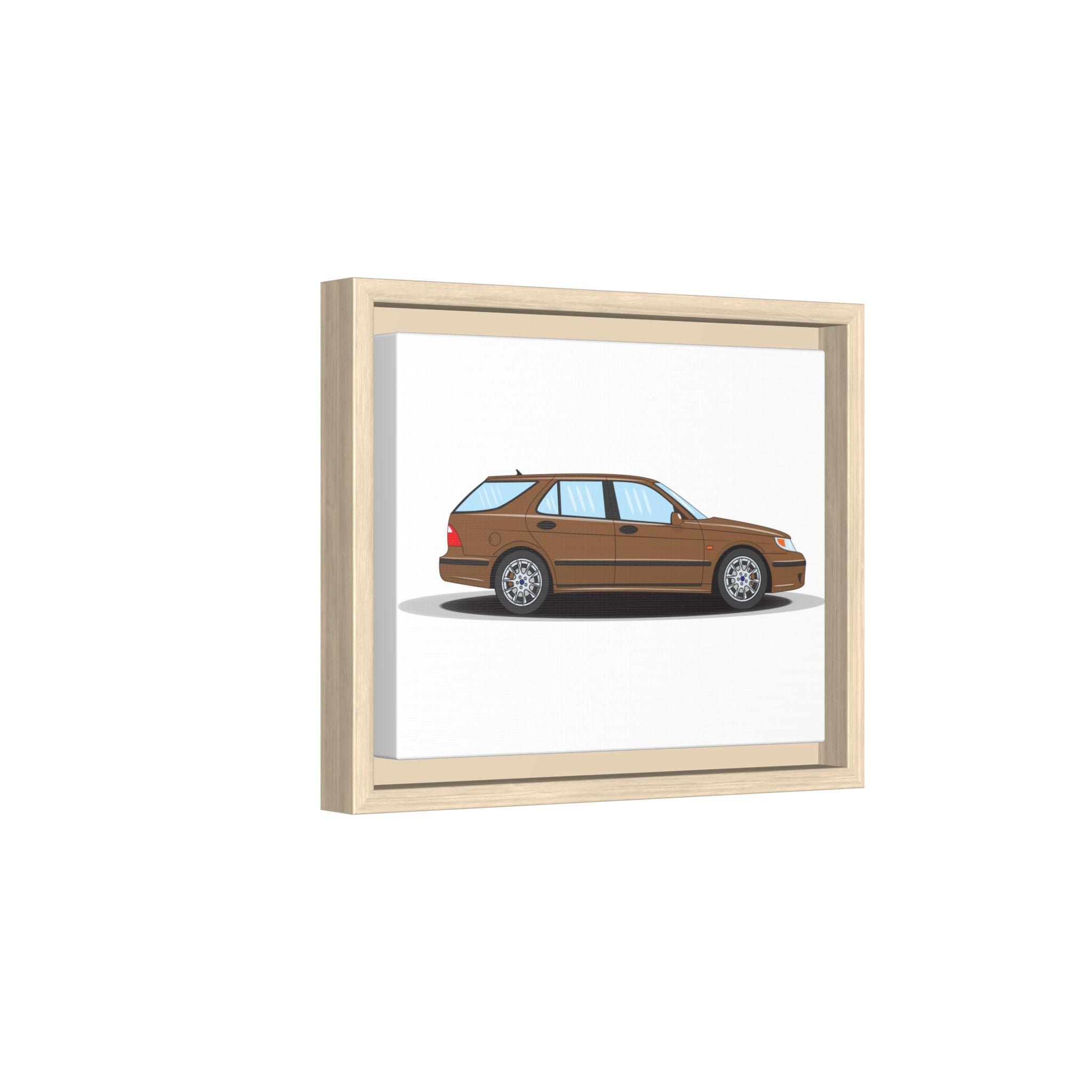 Saab 9-5 OG Aero Wagon Hazelnut Metallic Art Print — Framed Matte Canvas Wall Decor
