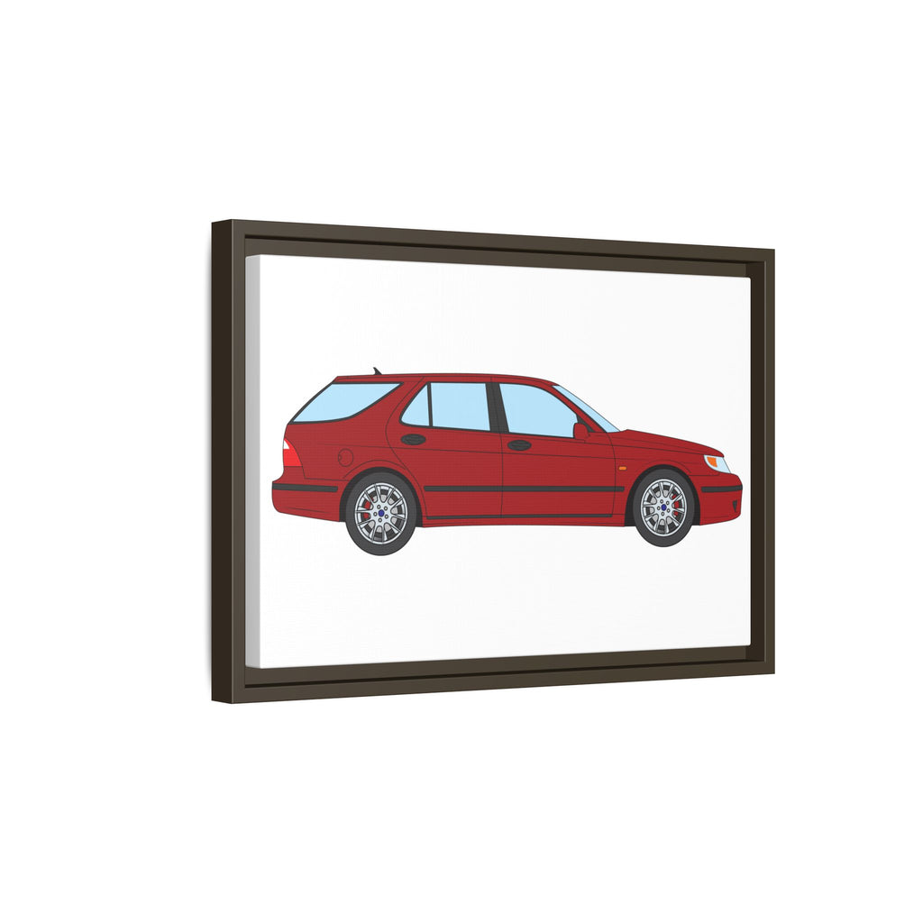 Saab 9-5 OG Aero Wagon — Laser Red Art Print — Framed Matte Canvas Wall Decor