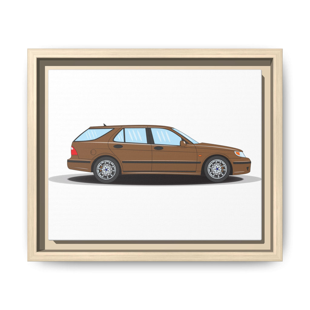 Saab 9-5 OG Aero Wagon Hazelnut Metallic Art Print — Framed Matte Canvas Wall Decor