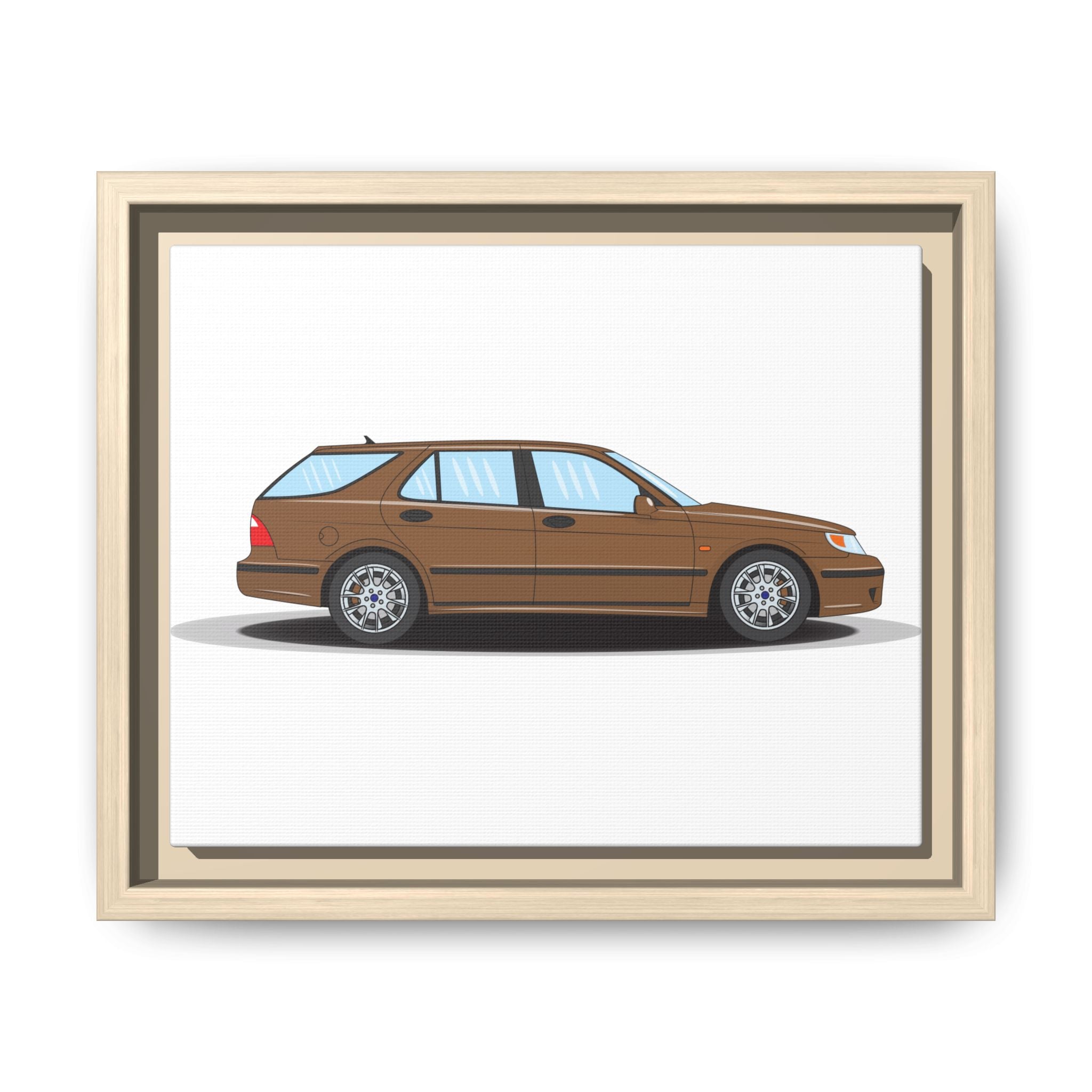 Saab 9-5 OG Aero Wagon Hazelnut Metallic Art Print — Framed Matte Canvas Wall Decor